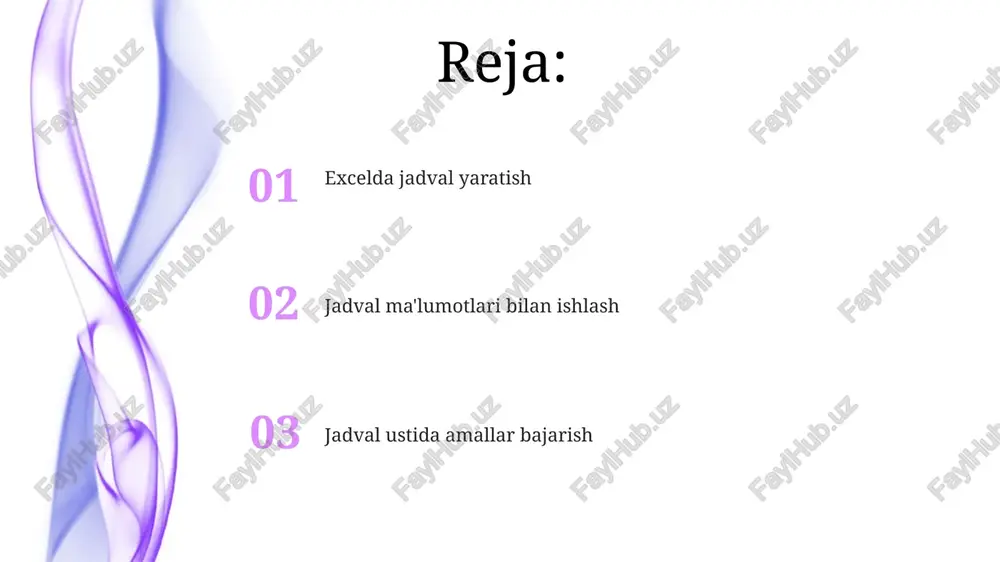 excelda jadval yaratish - Page 2