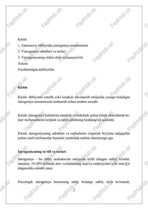 niyaga olib kelishi mumkin, masalan, noto'g'ri tashxis tufayli keraksiz davolash natijasida yuzaga keladigan zararlar, taxminan 10-15% hollarda. iatrogeniya, diagnostika xatoliklari natijasida kelib chiqishi mumkin, noto'g'ri test natijalari yoki tasvirlarni noto'g'ri talqin qilish sababli ortiqcha davolashga olib keladi. diagnostika xatolarining iatrogen ta'siri bemorning psixologik holatiga ta'sir qilishi mumkin, noto'g'ri tashxis qo'yilishi natijasida 20-30% hollarda xavotir va stress kuzatiladi. dori vositalari bilan bog'liq iatrogeniya ko'pgina dorilar nojo'ya ta'sirlarga ega bo'lib, ular iatrogeniya sabab bo'lishi mumkin. misol uchun, antibiotiklar ichak mikroflorasini buzishi mumkin. noto'g'ri dori dozalari iatrogeniya xavfini oshiradi. agar bemorga noto'g'ri miqdorda dori berilsa, salbiy oqibatlar kelib chiqishi mumkin. ba'zi dorilar o'zaro ta'sirlashib, iatrogen hodisalarni keltirib chiqarishi mumkin. masalan, ikkita dori birgalikda qabul qilinsa, ularning ta'siri kuchayishi mumkin. jarrohlik amaliyotlari va iatrogeniya jarrohlik iatrogeniyasi, 10-15% hollarda nojo'ya ta'sirlarni keltirib chiqarishi mumkin, masalan, infeksiya, qon ketishi yoki asab shikastlanishi, bemorning ahvolini yomonlashtirishi mumkin. noto'g'ri operatsiya texnikasi yoki sterilizatsiya qoidalariga rioya qilmaslik, iatrogeniya xavfini …