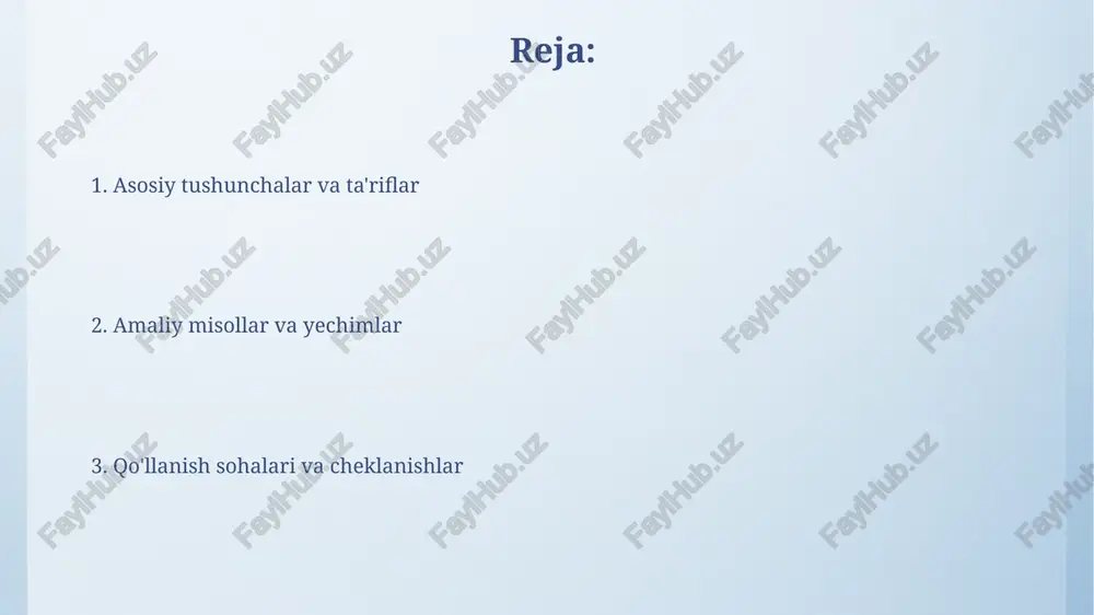 rat bo'lib, momentumning saqlanishini namoyish etadi: bir sharni ko'tarib qo'yib yuborilsa, qarama-qarshi tarafdagi bir sharning harakatlanishi momentumning o'tishini ko'rsatadi. havo bilan to'ldirilgan ikkita aravacha (birida ventilyator mavjud) bir-biriga qarama-qarshi yo'nalishda harakatlana boshlaydi. bu tajriba tizimga tashqi kuch ta'sir qilmasa, momentum saqlanishini ko'rsatadi. qo'llanish sohalari va energiya saqlanishi bilan bog'liqlik raketa harakatida, momentumning saqlanishi massa (yoqilg'i) va tezlik (gaz chiqarish) o'rtasidagi almashinuvni ta'minlaydi, bunda umumiy tizimning momentum qiymati o'zgarmas qoladi. elastik to'qnashuvlarda momentum va kinetik energiya saqlanadi, bu esa to'qnashuvdan oldingi va keyingi 1/2mv^2 yig'indisi o'zgarmasligini anglatadi. cheklanishlar, nisbiylik va kvant mexanikasida momentumning saqlanishi nisbiylikda momentum saqlanishi to'rt o'lchovli fazoda ko'rib chiqiladi. energiya va momentum birlashtirilib, to'rt momentum vektorini hosil qiladi. massasiz zarrachalar uchun ham momentum saqlanadi. kvant mexanikasida momentum to'lqin funksiyasi bilan ifodalanadi. geyzenbergning noaniqlik prinsipi momentum va pozitsiyani bir vaqtning o'zida aniq o'lchashni cheklaydi. momentum operator orqali ifodalanadi. e'tiboringiz uchun rahmat image4.png image5.png image6.jpg image7.jpg image8.jpg image9.jpg image10.jpg image11.jpg …
