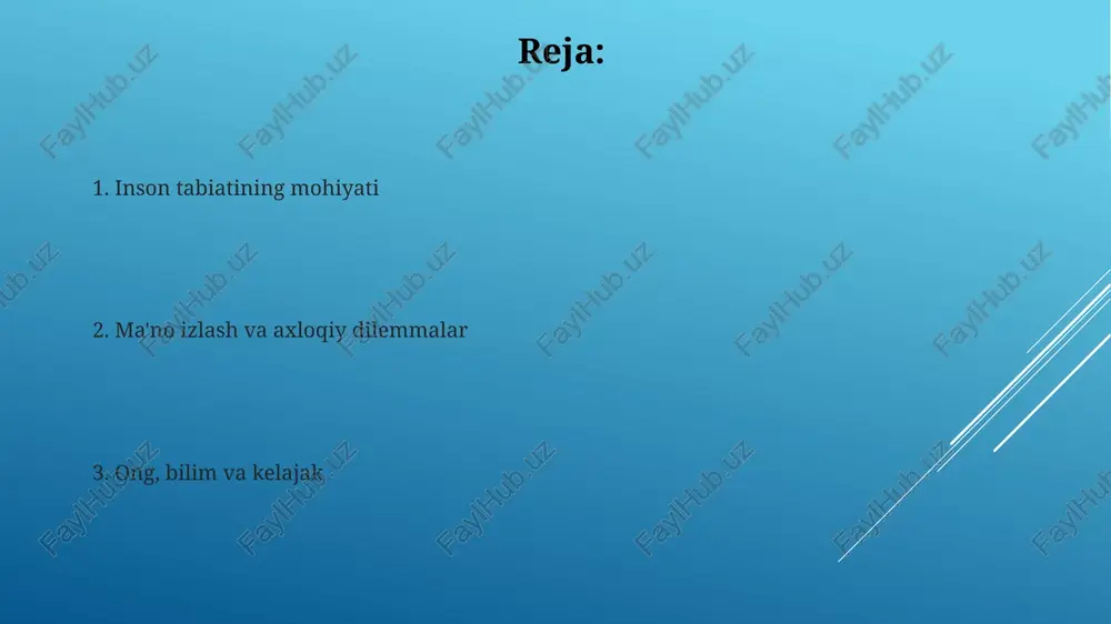 i texnologik taraqqiyotning eksponensial o'sishi, shu jumladan ai va biotexnologiya, 2050-yilga kelib insoniyat jamiyatini tubdan o'zgartirishi, ham imkoniyatlar, ham ekzistensial xavflarni taqdim etishi mumkin. iqlim o'zgarishi va resurslarning kamayishi 21-asrda global barqarorlik uchun katta muammolarni tug'diradi, shuning uchun uzoq muddatli strategiyalar va 2030-yilgacha bo'lgan maqsadlarga erishish juda muhim. e'tiboringiz uchun rahmat image1.jpg image2.jpg image3.jpg image4.jpg image5.jpg image6.jpg