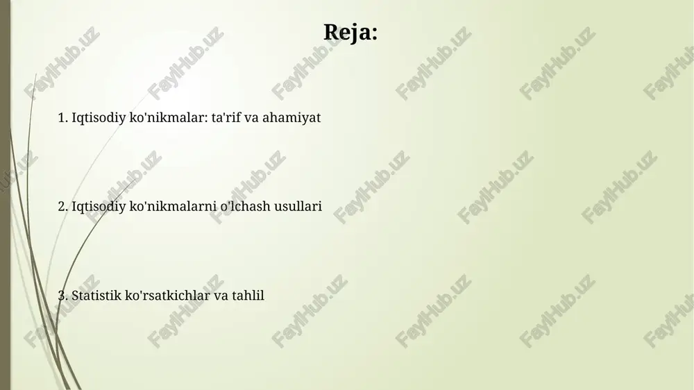 iymat), xarajat (iste'mol+investitsiya+davlat xarajatlari+eksport-import) va daromad (ish haqi+foiz+renta+foyda). nominal yaim joriy narxlarda hisoblanadi, real yaim esa inflyatsiyani hisobga olgan holda o'tgan yilning narxlarida o'lchanadi va iqtisodiy o'sishni ko'rsatadi. qashshoqlik darajasini o'lchash metodologiyasi qashshoqlik darajasini o'lchashda xarajatlar, daromadlar va iste'mol ma'lumotlari ishlatilib, minimal ehtiyojlar savati (masalan, kuniga $2.15) asosida qashshoqlik chegarasi belgilanadi. foster-greer-thorbecke (fgt) indeksi qashshoqlik chuqurligi, darajasi va tarqalishini o'lchash uchun qo'llaniladi; bu indeks 0 dan 1 gacha bo'lgan qiymatni qabul qiladi va qashshoqlikni baholaydi. daromad tengsizligini o'lchash: jini koeffitsienti jini koeffitsienti 0 dan 1 gacha boʻlgan qiymatlarni qabul qiladi, bunda 0 toʻliq tenglikni (barcha daromad bir xil), 1 esa toʻliq tengsizlikni (bitta odam butun daromadga ega) anglatadi. lorenz egri chizigʻi asosida hisoblangan jini koeffitsienti, lorenz egri chizigʻi toʻliq tenglik chizigʻidan qanchalik uzoqlashganini koʻrsatadi, bu esa daromad tengsizligini aks ettiradi. mehnat unumdorligini o'lchash va tahlil qilish mehnat unumdorligi ko'rsatkichlari (masalan, ishlab chiqarish hajmi / ish vaqti) samaradorlikni baholash uchun ishlatiladi …