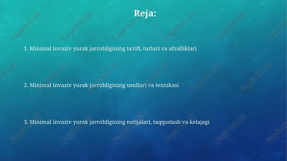 kichikroq kesmalar, kamroq og'riq va qisqaroq kasalxonada yotish vaqtini ta'minlaydi. torakoskopik yurak jarrohligi torakoskopik yurak jarrohligi 3d videokamera yordamida ko'krak qafasidagi kichik (0,5-1,5 sm) kesmalar orqali yurak operatsiyalarini bajarish imkonini beradi, an'anaviy sternotomiyaga nisbatan kamroq invazivdir. torakoskopik usullar mitral klapanni tiklash yoki almashtirish, atrial septal nuqsonni tuzatish va ba'zi yurak o'smalarini olib tashlash uchun qo'llanilishi mumkin, bu esa operatsiya travmasini kamaytiradi. mini-sternotomiya mini-sternotomiya – bu sternumning kichik, 8-10 sm uzunlikdagi kesmasi orqali amalga oshiriladigan jarrohlik usuli bo'lib, u ko'pincha aortik klapan almashtirishda qo'llaniladi. ushbu usul an'anaviy sternotomiyaga qaraganda kamroq invaziv hisoblanib, bemorlarning operatsiyadan so'ng tezroq tiklanishiga, shuningdek, qon ketishining kamayishiga yordam beradi. perkutan yurak klapanini almashtirish (tavr) va mitral klapanini tuzatish (mitraclip) tavrda kateter orqali aorta klapani almashtiriladi, bunda koʻkrak qafasi ochilmaydi va koʻpincha keksa bemorlar uchun an’anaviy jarrohlikdan koʻra xavfsizroq hisoblanadi. mitraclip - bu percutan usul boʻlib, mitral yetishmovchilikni kamaytirish uchun mitral klapanning ikkala qanotini birlashtiruvchi qisqich ishlatiladi va …
