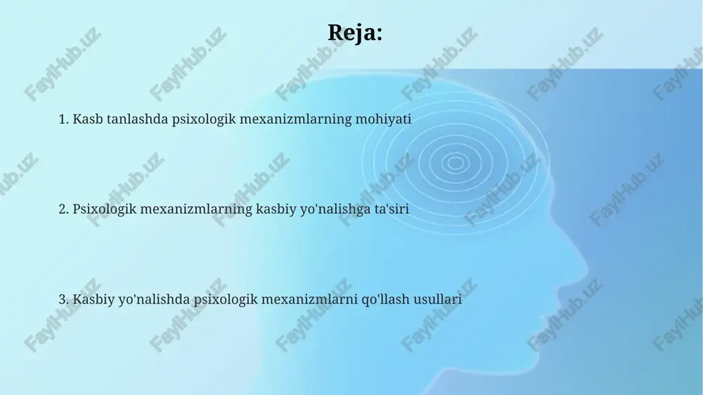 a ega. shaxsiy xususiyatlar bahosi 'big five' modeli (5 omil) orqali o'tkaziladi, bu ekstraversiya, nevrotizm, rozilik, vijdonlilik va ochiqlikni o'lchaydi. qobiliyatlar va shaxsiy xususiyatlar natijalari birgalikda ishlatilib, shaxsning 8 xil kasbiy yo'nalishlaridan qaysi biriga mos kelishini aniqlashga yordam beradi. qaror qabul qilish psixologiyasi prospect nazariyasi shuni ko'rsatadiki, odamlar yo'qotishlarga yutuqlarga qaraganda ko'proq ahamiyat berishadi. shuning uchun, kasbiy tanlovlarda riskni baholashda 0 dan 100 gacha bo'lgan shkala orqali xolis baholash kerak. qaror qabul qilishda «2-tizim» (analitik) va «1-tizim» (tezkor, intuitiv) o'rtasidagi o'zaro ta'sir, xatoliklarni keltirib chiqaruvchi kognitiv moyilliklarni (masalan, yakorenie) tushunish muhim. rational tanlov nazariyasi ideal holatda qarorlar foydalilikni maksimal darajaga ko'tarishga qaratilgan, ammo amalda hissiy ta'sirlar va cheklangan kognitiv resurslar 30% hollarda optimal tanlovga to'sqinlik qiladi. karyera rejalashtirishda psixologik maslahat psixologik maslahat stressni boshqarish texnikalarini oʻrgatadi, qaror qabul qilish qobiliyatini yaxshilaydi va moslashuvchanlikni oshiradi, bu esa 80% ish oʻzgarishida muvaffaqiyatga erishishga yordam beradi. karyera rejalashtirishda psixologik maslahat oʻz-oʻzini anglashni rivojlantiradi, …
