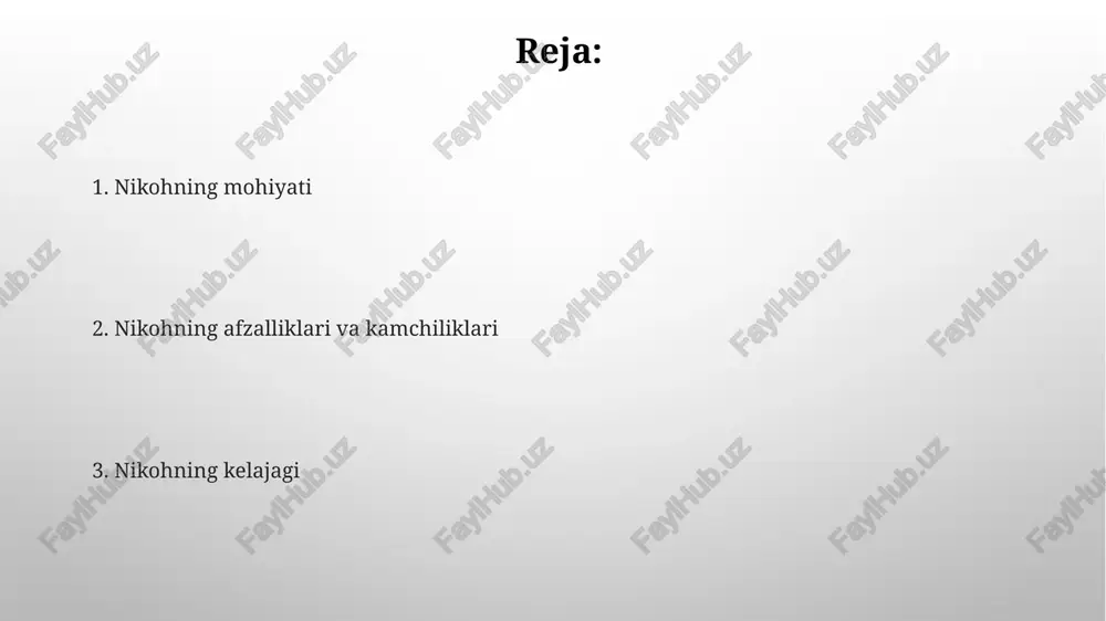 ga ta'sir etadi. nikohdagi muvaffaqiyat omillari munosabatlardagi muvaffaqiyatning asosi – bu ochiq muloqot, har kuni 15-20 daqiqa suhbatlashish, fikrlar bilan o'rtoqlashish va muammolarni birgalikda hal etishdir. hamkorlar o'rtasida hurmat bo'lishi kerak, 2 ta tomon bir-birini tinglash va 5 xil nuqtai nazarni tushunishga harakat qilishlari, individual farqlarni qabul qila olishi kerak. nizolarni hal qilish yo'llari nizolarni hal qilishda kommunikatsiya, empatiya va o'zaro hurmat kabi asosiy tamoyillarga rioya qilish muhim, bu esa muammolarni 5 bosqichda hal etish imkonini beradi. muzokaralar va murosaga kelish, har bir tomonning ehtiyojlarini 7 asosiy nuqta bo'yicha hisobga olgan holda, nizolarni hal qilishning samarali usuli bo'lib, konstruktiv yechim topishga yordam beradi. oilaviy budjetni boshqarish oilaviy byudjetni boshqarishda 50/30/20 qoidasi muhim: daromadning 50% zaruriy xarajatlarga, 30% istaklarga va 20% esa jamg'arma/qarz to'lovlariga yo'naltiriladi. “konvert usuli” byudjetni boshqarishda samarali: naqd pul xarajatlar turiga (oziq-ovqat, transport) ajratiladi, har bir tur uchun alohida konvert belgilanadi. farzand tarbiyasi farzand tarbiyasida 7 yoshgacha bo'lgan …