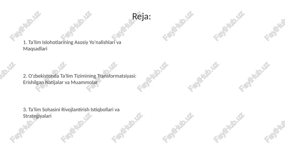 ektron o’quv resurslari bilan 80% ta’minlash va masofaviy ta’lim platformalarini yaratish ko'zda tutilgan. 2030 yilgacha inklyuziv ta’limni rivojlantirish orqali imkoniyati cheklangan bolalarning 100% umumta’lim maktablariga qamrab olinishiga erishish maqsad qilingan. e'tiboringiz uchun rahmat image1.jpeg image2.jpeg