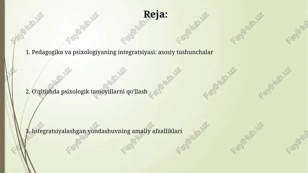 ual ta'limda o'quvchining kognitiv uslublari (masalan, 7 ta intellekt) va o'rganish preferensiyalari hisobga olinadi, dars rejalari shu asosda moslashtiriladi. differensial yondashuv o'quvchilarning 3 xil tayyorgarlik darajasiga mos keladi: yuqori, o'rta va past. har bir guruhga moslashtirilgan topshiriqlar beriladi. baholash va psixologik diagnostika psixologik diagnostika o'quvchilarning kognitiv qobiliyatlarini baholaydi, masalan, diqqat, xotira va muammolarni hal qilish, o'quv dasturlarini moslashtirish uchun ma'lumot beradi. baholashda formativ testlar talabalarning bilim darajasini muntazam ravishda tekshiradi, o'qituvchilarga dars berish usullarini yaxshilashga yordam beradigan teskari aloqa beradi. ijtimoiy-emotsional o'rganish va sinf muhiti ijtimoiy-emotsional o'rganish (sel) sinf muhitini yaxshilaydi, 5 asosiy kompetensiyani rivojlantirib: o'z-o'zini anglash, o'z-o'zini boshqarish, ijtimoiy anglash, munosabatlar ko'nikmalari va mas'uliyatli qaror qabul qilish. sel darslari va strategiyalari o'quvchilarning xatti-harakatini sezilarli darajada yaxshilaydi, zo'ravonlik holatlarini 30% ga kamaytiradi va akademik natijalarni 11 foizga oshiradi, tadqiqotlarga ko'ra. pedagogik psixologiyaning amaliy ahamiyati pedagogik psixologiya o'quvchilarning kognitiv rivojlanish bosqichlarini (masalan, piagetning 4 bosqichi) hisobga olib, ta'lim metodlarini optimallashtirishga yordam …