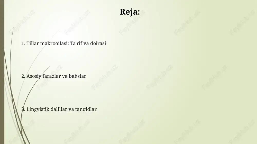 qilgan. tillar makro oilasining asosiy xususiyatlari tillar makro oilasi ko'plab oilalarni, jumladan, turkiy, mo'g'ul, tungus-manjur, koreys va yapon tillarini o'z ichiga oladi, ular orasida fonetik va morfologik o'xshashliklar mavjud. makro oilaning leksik statistika bo'yicha asosiy xususiyati, bir nechta tillarda 100 ta yoki undan ortiq umumiy so'zlarning mavjudligi bo'lib, bu ularning kelib chiqishi bir ekanligini ko'rsatadi. ushbu makro oila uchun rekonstruksiya qilingan proto-til mavjud emas, shuning uchun lingvistlar bu tillar o'rtasidagi uzoq munosabatlarni tasdiqlashda metodologik qiyinchiliklarga duch kelishadi. faraziy tillar esperanto, eng mashhur faraziy til sifatida, 1887-yilda l.l. zamenhof tomonidan xalqaro aloqani osonlashtirish uchun yaratilgan, grammatik soddaligi bilan ajralib turadi. faraziy tillar, ba'zan 'kontlang' deb ataladi, sun'iy tillar bo'lib, 1879-yilda volapük kabi dastlabki namunalardan tortib, madaniy loyihalar uchun yaratilgan. faraziy tillar, masalan, klingon (star trek) yoki na'vi (avatar), fantastik olamlarni boyitish va ularning madaniyatini rivojlantirishda muhim rol o'ynaydi. dalillar va bahslar ba'zi olimlar tillar makro oilasining mavjudligiga shubha bilan qarashadi, chunki …
