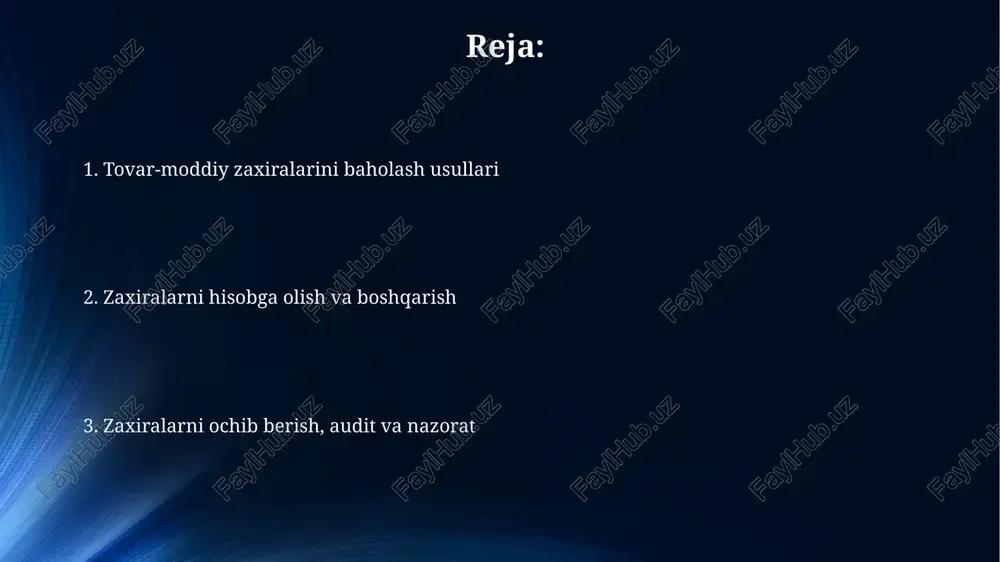 tufayli sotish qiyinlashadigan inventarizatsiya. baholashda kamida 5% kamaytirish ko'rib chiqiladi. buzilgan zaxiralarni aniqlash uchun muntazam tekshiruvlar o'tkazish zarur, zararni hisobga olish uchun tegishli hujjatlar (dalolatnomalar) rasmiylashtiriladi. zaxiralarning ochib berilishi (disclosure) moliyaviy hisobotda zaxiralarning balans qiymati ochib berilishi kerak, shuningdek, xarajat sifatida tan olingan zaxiralar summasi ham ko'rsatilishi lozim. zaxiralarning ochib berilishida zaxiralarning klassifikatsiyasi bo'yicha buxgalteriya siyosati (fifo, o'rtacha og'irlangan narx) va qiymatni aniqlash usuli ta'kidlanadi. xalqaro buxgalteriya hisoboti standartlari (ias) 2 ias 2 zaxiralarni baholash uchun fifo (birinchi kelgan birinchi ketgan) yoki o'rtacha vzveshennaya narx usullaridan foydalanishni talab qiladi, lifo (oxirgi kelgan birinchi ketgan) usuli taqiqlanadi. ias 2 zaxarlarni sotish narxi narxdan past bulganda zaxarlarni kamaytirishga ruxsat beradi, ki bu kichik tashkieotlar uchun moliyaviy xisobotlarning asosiy printsiplaridan biridir. soliq ta'siri tovar-moddiy zaxiralarini baholash usuli (fifo, lifo, o'rtacha narx) soliq solinadigan foydaga ta'sir qiladi, bu esa 20% daromad solig'i to'lashga olib kelishi mumkin. eskirgan yoki buzilgan zaxiralarni hisobdan chiqarish soliq solinadigan …