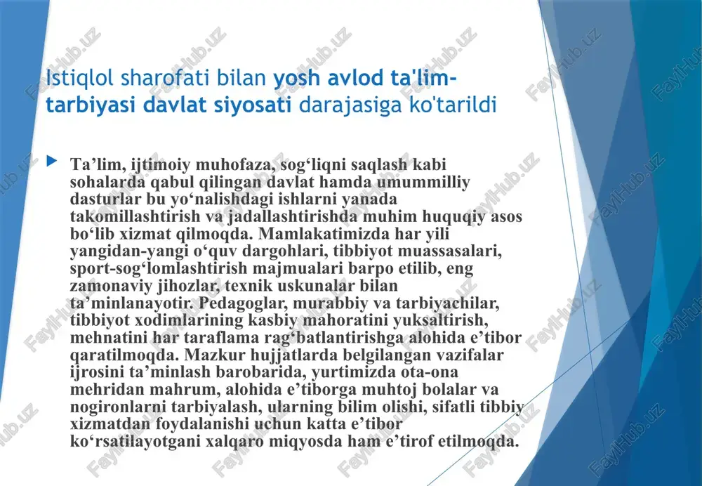 zish masalalarini o‘rganadi. 3. boshlang‘ich ta’lim pedagogikasi – boshlang‘ich sinflar o‘quvchilarini tarbiyalash, ularga ta’lim berish, ularning o‘ziga hos psixologik hamda fiziologik xususiyatlarini tadqiq etish, shuningdek, ularni intellektual, ma’naviy-axloqiy va jismoniy jihatdan kamolotga etkazish masalalarini o‘rganadi. 4. korrektsion (maxsus) pedagogika – rivojlanishida turli psixologik va fiziologik nuqsonlari bo‘lgan bolalarni tarbiyalash va o‘qitish bilan bog‘liq muammolarni o‘rganadi. pedagogikaning boshqa fanlar bilan aloqasi. 1. falsafa – shaxs rivojlanishi jarayonining dialektik xususiyatlari, muayyan pedagogik g‘oya, qarash hamda ta’limotlarning falsafiy jihatlari kabi masalalarni tahlil etishga imkon beradi. 2. iqtisod – ta’lim muassasalarining faoliyatini yo‘lga qo‘yish, o‘quv binolarini qurish, ta’lim-tarbiya jarayonlarini tashkil etish va ularning moddiy-texnika va zamonaviy texnologiyalar bilan jihozlash kabi masalalarning iqtisodiy jihatlarini anglashga xizmat qiladi. 3. sotsiologiya – ijtimoiy munosabatlar mazmuni, ularni tashkil etish shartlari xususida ma’lumotlarga ega bo‘lish asosida ta’lim-tarbiya jarayoni ishtirokchilarining o‘zaro munosabatlarini samarali tashkil etish uchun imkoniyat yaratadi. 4. etika- shaxs ma’naviyatini shakllantirish, unda eng oliy insoniy sifatlar, axloqiy ong …