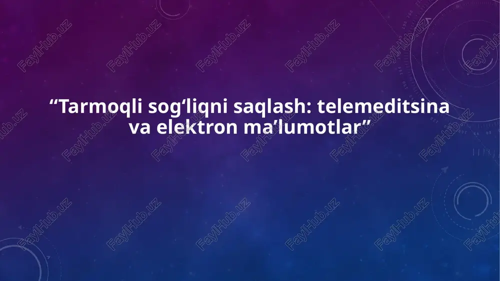 ydalanishni qiyinlashtirmoqda. bundan tashqari, aholining ko‘pchiligi, ayniqsa, qariyalar va texnologiyaga kam o‘rganganlar, raqamli vositalarni ishlatishda qiynaladi. shuningdek, ma’lumotlarning maxfiyligi va xavfsizligini ta’minlash masalalari mavjud. bu sohada qonun hujjatlari va me’yoriy bazani takomillashtirish, shifokor va bemorlarning axborot xavfsizligi haqidagi bilimlarini oshirish zarur. yana bir muhim jihat — telemeditsinani amalga oshirish uchun malakali kadrlar tayyorlash va ularning doimiy malakasini oshirish. telemeditsinaning kamchiliklari: 1.texnik muammolar va infratuzilma cheklovlari. qishloq joylarda internet sifati pastligi yoki butunlay yo‘qligi telemeditsina xizmatlaridan samarali foydalanishni qiyinlashtiradi. 2.shaxsiy ma’lumotlar xavfsizligielektron tibbiy ma’lumotlarning maxfiyligi va xavfsizligini ta’minlash muhim masala bo‘lib, uning buzilishi bemorlar uchun jiddiy muammolarga olib kelishi mumkin. 3.jismoniy ko‘rikning cheklanganligi. ba’zi hollarda bemorni faqat masofadan ko‘rib, to‘liq tashxis qo‘yish qiyin kechadi, ayniqsa murakkab kasalliklarda. 4.texnologiyaga bo‘lgan ishonchsizlik aholining ayrim qismida telemeditsina xizmatlariga ishonch past bo‘lishi, ularni an’anaviy ko‘riklarga afzal ko‘rishi mumkin. 5.malakali kadrlar yetishmovchiligi telemeditsina texnologiyalaridan samarali foydalanish uchun shifokorlar va tibbiyot xodimlarini maxsus tayyorlash kerak, bu hozircha …