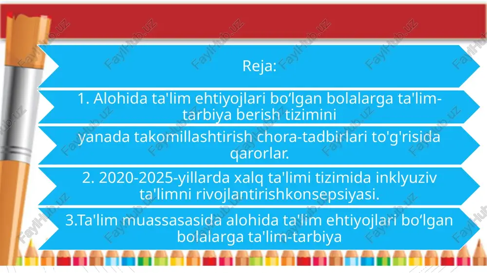 30 foizi; ikki va undan ortiq inklyuziv ta'lim sinflarida 4 nafar va undan ortiq bola uchun ta'lim-tarbiya ishlarini olib borgan o'qituvchilarga va maxsus pedagoglarga lavozim maoshining 30 foizi miqdorida. mamlakatimizda ta’lim sifatini oshirish uchun avvalo, bolalarning qobiliyatlari va holatidan qat’i nazar, ularning barchasiga sifatli ta’lim taqdim etilishi kerak. o’quv reja, dastur va darsliklar maxsus ehtiyojli bolalarning imkoniyatlariga moslashuvchan bo’lishi kerak. bolaning maxsus ta’limga bo’lgan ehtiyojlari har qanday integratsiya faoliyatining asosini tashkil etishi kerak. shaxs ehtiyojlarining darajalari va turlari har xil bo’lganligi tufayli bunday faoliyatlar moslashuvchan bo’lishi talab etiladi. l.s.vigotskiy fikricha nuqsonli bolani tarbiyalashning vazifasi boladagi nuqsonlarni kompensatsiya qilish va uning integratsiyasini ta’minlash deb hisoblaydi va buning uchun shunday ta’lim tizimini yaratish kerakki maxsus yordamga muhtoj bola o’qish jarayonida har tomonlama rivojlansin. ya’ni l.s.vigotskiy umumiy va maxsus ta’limni uyg’unlashtiradigan ta’lim tizimini tashkil etishni maxsus yordamga muhtoj bolalarni umumta’lim tizimida o’qitishni e’tirof etgan. maxsus muassasalarda ta’lim olgan bolalarning ko’pchiligi esa bilim darajasi …
