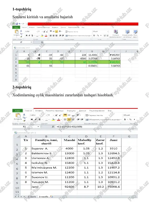 ms excel jadvallarida hisoblarni tashkil qilish uchun axborot texnologiyalarini o‘rganish. - Page 2
