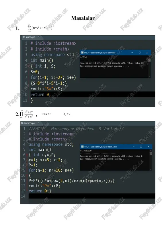 for, break, continuc va goto operatorlarini rasmiylashtirish, o`zlashtirish, variant topshirig`iga blok-sxema tuzish - Page 2