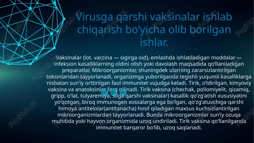 va viruslarga yuqori temperatura, ultrabinafsha nurlar, ultratovush, formalin, spirt yoki boshqa moddalar taʼsir ettirib tayyorlanadi (ich terlama, koʻkyoʻtal va boshqa kasalliklarga qarshi vaksina). 12 iyul holatiga ko‘ra, o‘zbekistonda qariyb 5 million doza vaksina ishlatilgan bo‘lib, mamlakat bo‘ylab ikki va uch bosqichli vaksinalarni to‘liq olganlar jami 921 623 nafarni tashkil etmoqda.o‘tkir va og‘ir kechuvchi pnevmoniya, sars, mers kasalliklari haqida gapirganimizda, koronavirus to‘g‘risida suhbatlashganmiz. tabiatda koronavirusning 43 turi mavjud. shu paytga qadar uning 6 xil turi odamlarda kasallik qo‘zg‘agan edi. covid-19 uning yettinchi kasallik qo‘zg‘ovchi turi sifatida qayd etildi. bu 44-tur emas. dastlab covid-19 shtammi haqida gapira boshladik, vaqt o‘tib, keyinchalik uning britancha, braziliyacha, afrikancha, hindcha shtammlar haqida aytildi. ularning hududiga qarab, yangi nom berila boshlandi. mutaxassislarning aniqlashicha, covid-19 ning 5000 dan 7000 gacha yangi turlari paydo bo‘lgan fly impression design ist ein professionelles werbe-design-studio, mit einem hohen maß an design-team, fly impression design ist ein professionelles werbe-design-studio, mit einem hohen maß …