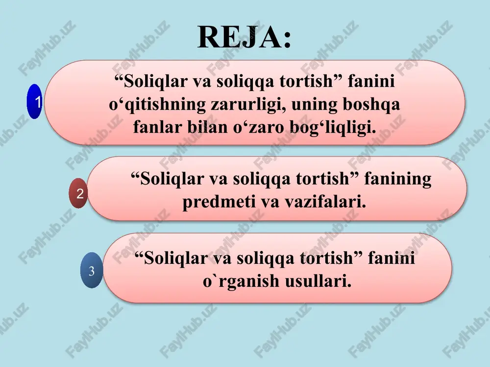 ar mavjud. shu sababli, ushbu kategoriya har bir davlat tomonidan o‘ziga xos tarzda foydalaniladi. davlat asta sekin rivojlanib borishi bilan, uning funktsiyalari ham muvofiq ravishda kengayib boradi. bu esa, soliqlarga nisbatan qo‘yiladigan talabning kuchayishiga olib keladi. shu sababli, soliq tizimi tobora murakkab va ko‘p qirrali bo‘lib boradi. kishilik jamiyati rivojlanishi tarixi shuni ko‘rsatadiki, davlat ma’muriy boshqaruv bilan shug‘ullangan hollarda, uning ehtiyojlari ma’lum darajada saqlanib qoladi, davlatning iqtisodiyotni boshqarish majburiyati paydo bo‘lsa, uning xarajatlari va aholidan olinadigan tushumlari ko‘payadi. bunday holatda, soliqlarning shakllari pang baranglashib boradi. soliqlar va soliqqa tortish soliqlar va soliqqa tortish fanining o‘qitishning zarurligi bozor iqtisodiyoti munosabatlari ichida soliq munosabatlarining ahamiyati o‘sib borayotganligidan kelib chiqadi. soliqlar va soliqqa tortish fani soliq voqe’liklarini (harakatlarini) chuqur o‘rganish asosida zaruriy xulosalar chiqarib, ularni amaliyotga tadbiq etish yo‘llarini o‘rgatadi. soliqlar va soliqqa tortish fanini o‘qitishning zarurligi amaliyotda yo‘ldan adashmaslik, keraksiz soliqlar bo‘yicha o‘zgartishlarga yo‘l qo‘ymaslik, amaliyotda istiqbolli qadamlar tashlash uchun va katta …