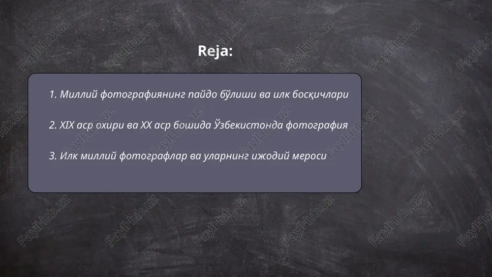 k realizm mehnat, kolxoz, industriya mavzularini targ'ib qildi. milliy va diniy mavzular chegaralandi yoki sovet ramzlariga moslashtirildi. glavlit va fotoklublar ma'lumot nazorati o'rnatdi; fotolar namoyishlari va nashrlari tsenzuradan o'tkazildi. fotosuratchilar propaganda talablariga moslashish uchun kompozitsiya va syujetda «sovetlik» belgilarini joriy etdi, ayrimlar milliy timsollarni yashirincha saqlab qoldi. natijada milliy identichlik ifodalashi cheklangan, ammo san'at va hujjatchilik rivojlandi. ... t.me/slaydai_bot etnografik fotografiya milliy fotografiya tarixida xalqning hayot tarzi, marosimlar, kiyim-kechak, hunarmandchilik va urf-odatlarni hujjatlashtirish vazifasini o'taydi. u an'anaviy kompozitsiyalar, portret va janr tasvirlari orqali madaniy identifikatsiyani saqlaydi. 19-20 asrlardagi suratlar ekspeditsiyalar, muzeylar va etnografik maqolalar uchun manba bo'ldi. texnikasida tabiiy yorug'lik, bosqichli kompozitsiya va predmetni kontekstga joylashtirish muhim hisoblanadi. ... t.me/slaydai_bot portret fotografiyasi milliy estetikaga asoslangan bo'lib, milliy kiyim, tajriba, zeb-ziyo va yuz ifodalari orqali madaniy identichlikni aks ettiradi. 19–20 asrlarda studiya portretlari an'anasi shakllandi. xx asrda sovet estetikasi ta'siri kuzatildi, 1991 yildan keyin milliy motivlar va folklor elementlari qayta tiklandi. …