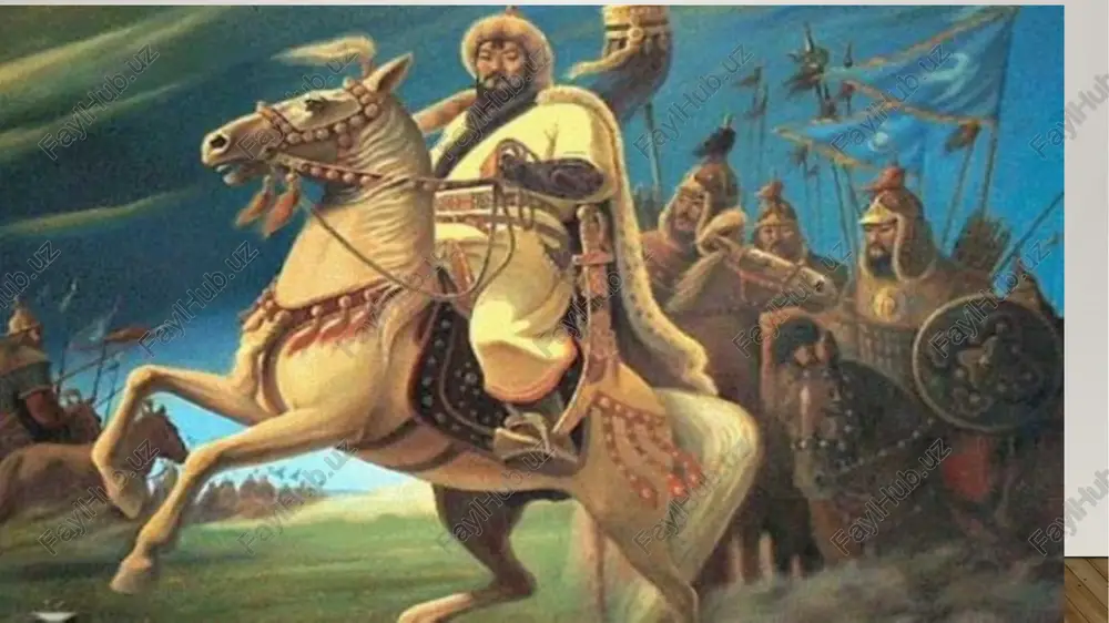 shicha, moʻgʻul shoʻbasi 9 nafar boʻlib, dastlabkisi moʻgʻulxon, oxirgisi elixondir. tatarlar esa 8 shu’baga boʻlinib, avvali tatarxon boʻlib, tatar maliklarining birinchisidir. ularning har ikkisining ajdodi nuh paygʻambarga bogʻlanadi[6]. 1155-yilda bir nechta qabilalar boshligʻi boʻlmish yasugʻoy bahodir va ulun xotun oilasida temuchin tugʻildi. mirzo ulugʻbekning yozishicha yasugʻoy bahodir oʻz atrofidagi ulugʻ aʼyonlar bilan kengashib, ugʻlining ismini temuchin deb qoʻydi. bunga sabab oʻsha vaqtlarda tatar qabilalarining qudratli podshohining ismi ham temuchin edi. goʻdak ulgʻayganda temuchindek qudratli shoh boʻlsin, deb niyat qilindi. abulgʻoziy bahodirxon oʻzining „shajarayi turk“ kitobida yozishicha „temuchin moʻgʻul yurtining yilun-yildiq degan joyida tugʻildi. tugʻilganda bir qoʻli yumiq edi. enaga xotin ochdi va unda bir pora uyushgan qon koʻrdi.tashqariga chiqib yoshi ulugʻlarga aytganda ulardan biri bu oʻgʻlon ulugʻ podshoh boʻlur, yer yuzini barchasini olur, koʻp ellarni qatl va viloyatlarni vayron qilur“ — deb bashorat qildi. image2.jpeg image3.jpeg image4.jpeg image1.jpeg /docprops/thumbnail.jpeg