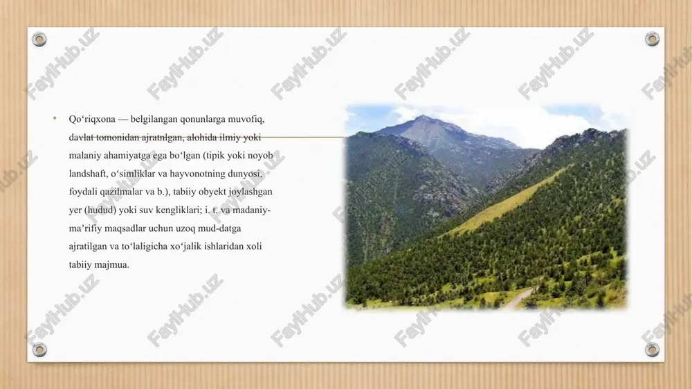 fshon davlat qoʻriqxonasi, surxon davlat qoʻriqxonasi hisor davlat qoʻriqxonasi, chatqol bio-sfera qoʻriqxonasi, kitob davlat geologiya qoʻriqxonasi. oʻzbekistonda, shuningdek, milliy bogʻ va buyurtma qoʻriqxonalar faoliyat olib boradi[1]. qoriqxonalar, insonlar hayotida ahamiyatga ega bo'lgan joylar. bu oralar o'rtasida to'p sohilari, ibodatgohlar, ilmiy va san'at markazlar, o'quv institutlari va boshqa faoliyatlar uchun mo'ljallangan joylar o'z ichiga oladi. qoriqxonalarning mohiyati va maqsadi dunyoda kulturamiz va tariximizning yadroviy qismlaridan birini tashkil etadi. ilmiy va madaniy meros: qoriqxonalar tariximiz, madaniyatimiz, ilmiy o'zgarishlar va san'atni saqlash uchun muhimdir. bu joylar, shoir, olimlar, ilm-fan insonlari va san'atkorlar uchun musiqa, adabiyot, san'at va ilmni rivojlantirish uchun zarur joylardir. ibodatgohlar: qoriqxonalar odatda diniy ibodatgohlar sifatida ishlatiladi. musulmonlar uchun masjidlarni, xristianlar uchun kirkalar va sinagoglarni, hindular uchun mandirlarni saqlashda qoriqxonalar o'z vazifalarini bajaradilar. o'quv markazlari: universitetlar, akademiyalar va ilmiy-tadqiqot institutlari qoriqxonalar orqali o'quv va tadqiqot amaliyotlarini olib boradilar. bu joylar yuqori o'quv standartlarini ta'minlash, yangi ilmiy o'zgarishlarni olib borish va insonlarning …