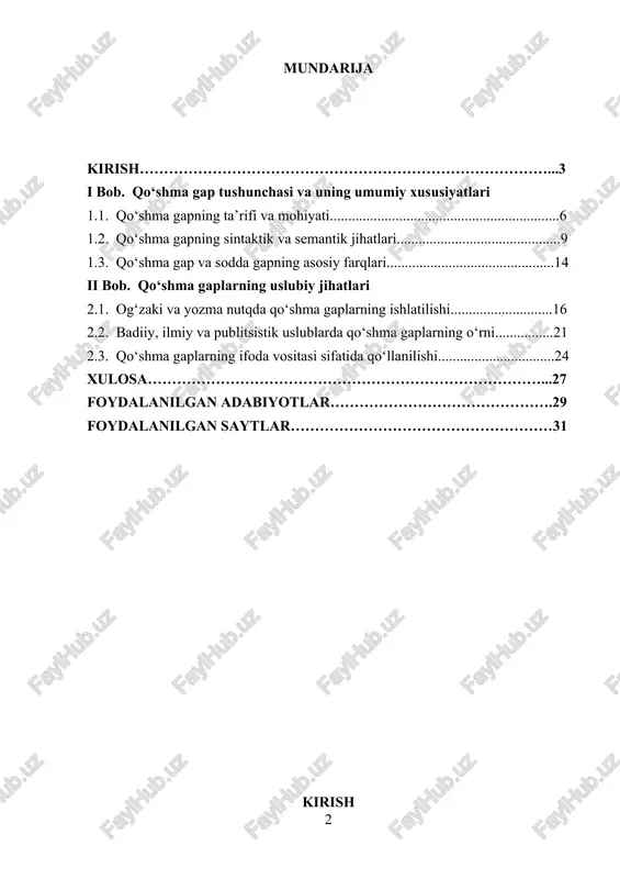 respublikasining davlat tili to‘g‘risida”gi qonun, “o‘zbek tilining xalqaro nufuzini oshirish va til sohasidagi ishlarni takomillashtirish chora-tadbirlari to‘g‘risida”gi prezident qarori (pq-5789-son, 2020-yil 20-oktabr) hamda “o‘zbek tilini rivojlantirish va til siyosatini takomillashtirishga doir chora-tadbirlar to‘g‘risida”gi farmon (pf-6000-son, 2020-yil 21-oktabr) kabi hujjatlar tilshunoslik sohasida olib borilayotgan islohotlarning huquqiy asosini mustahkamladi.[footnoteref:1] [1: o‘zbekiston respublikasi prezidentining 2017-yil 22-maydagi pq-3027-sonli qarori. o‘zbek tilining yanada rivojlanishini ta’minlash va uning o‘rni va ahamiyatini oshirishga qaratilgan tadbirlar to‘g‘risida. toshkent: o‘zbekiston respublikasi prezidentining qarori, 2017. – 10-20 betlar. ] mazkur kurs ishi o‘zbek tilining grammatik qurilishi, xususan, qo‘shma gaplarning tuzilishi va ularning nutqiy ahamiyatini o‘rganishga bag‘ishlangan. qo‘shma gaplar – fikrni keng va izchil ifodalashga xizmat qiluvchi sintaktik birlik bo‘lib, ular tilning shakllanishi va rivojlanishida muhim ahamiyat kasb etadi. prezident qarorlarida davlat tilining o‘rganilishi va rivojlanishiga alohida e’tibor qaratilganligi bois, ushbu kurs ishida ham qo‘shma gaplarning nazariy va amaliy jihatlari atroflicha o‘rganiladi. ishning nazariy ahamiyati shundaki, u tilshunoslikda qo‘shma gaplarning grammatik …