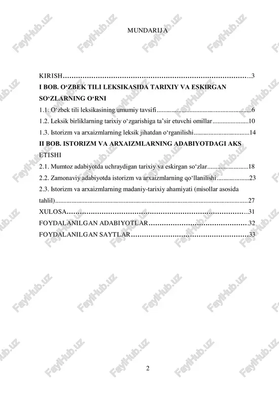 ishida, madaniy merosini asrab-avaylashida va uni keyingi avlodlarga yetkazishda ona tilining o‘rni beqiyosdir. o‘zbekiston respublikasi prezidenti shavkat mirziyoyevning 2019-yil 21- oktabrda imzolagan “o‘zbekiston respublikasida davlat tilini rivojlantirish va til siyosatini takomillashtirish to‘g‘risida”gi pf–5850-son farmonida til sohasidagi islohotlarning ustuvor yo‘nalishlari belgilab berilgan.1 ushbu farmonda davlat tilini har tomonlama rivojlantirish, til madaniyatini oshirish, uning tarixiy ildizlarini chuqur o‘rganish va leksik boyliklarini ilmiy tahlil qilish dolzarb vazifalardan biri sifatida ilgari surilgan. bu hujjat tilshunoslikning turli sohalari, jumladan, leksikologiya yo‘nalishida yangi ilmiy izlanishlar olib borish uchun asos bo‘lib xizmat qilmoqda. shuningdek, 2020-yil 20-oktabrda tasdiqlangan “davlat tili haqida”gi qonun ijrosini ta’minlash bo‘yicha 2020–2030 yillarga mo‘ljallangan davlat dasturida tilning boy imkoniyatlarini, xususan, tarixiy lug‘aviy qatlamini chuqur o‘rganish, uni yosh avlodga yetkazish, o‘quv dasturlariga kiritish, shuningdek, madaniy-ma’naviy meros sifatida ilmiy jihatdan chuqur tadqiq etish zarurligi alohida ko‘rsatib o‘tilgan. mazkur davlat dasturi doirasida istorizm va arxaizmlar kabi leksik birliklarni tizimli o‘rganish nafaqat ilmiy, balki ma’naviy tarbiya nuqtayi nazaridan …