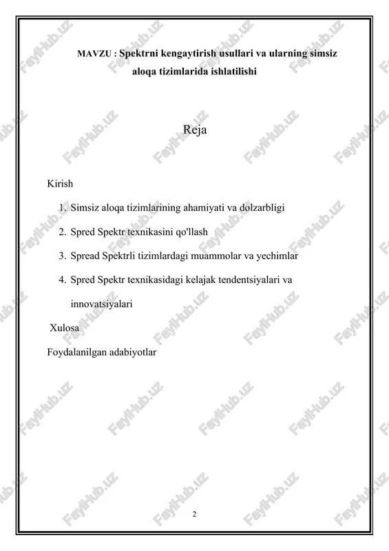 ogiyalargacha bo'lgan turli sohalarda keng tarqaldi. harbiy ilovalar uzoq vaqtdan beri xavfsiz aloqa va tiqilib qolishni oldini olish uchun keng spektrli texnikaga tayanib kelgan, wi-fi, bluetooth va gps kabi tijorat simsiz texnologiyalari ham ishonchli va samarali ma'lumotlarni uzatish uchun tarqalgan spektrdan foydalanadi. yoyilgan spektr texnikasining asosiy afzalliklaridan biri ularning shovqin va shovqinga chidamliligidir. signalni keng tarmoqli kengligi bo'ylab tarqatish orqali tarqalgan spektrli tizimlar tor polosali shovqinlarga va ko'p yo'nalishli pasayishlarga bardosh bera oladi, bu ularni shahar joylari yoki sanoat sharoitlari kabi qiyin muhitlarda ishlash uchun juda mos qiladi. bundan tashqari, tarqalish spektr texnikasi xavfsizlikning o'ziga xos afzalliklarini taklif qiladi, chunki signalni kodlash uchun ishlatiladigan tarqaladigan kodlar shifrlash shaklini ta'minlaydi, bu ruxsatsiz foydalanuvchilarga uzatilgan ma'lumotlarni ushlab olish yoki shifrlashni qiyinlashtiradi. bundan tashqari, yoyilgan spektr texnikasi bir nechta foydalanuvchilarga bir xil chastota diapazonini shovqinga olib kelmasdan almashish imkonini berib, spektrdan samarali foydalanish imkonini beradi. cdma, xususan, ortogonal tarqalish kodlari yordamida bir nechta …