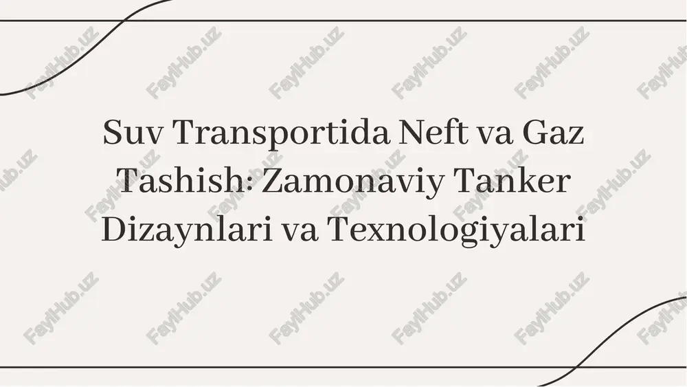 b chiqilmoqda. avtomatlashtirish, sensorlar va masofaviy boshqaruv tizimlari yordamida xavfsizlik va samaradorlik oshirilmoqda. bu texnologiyalar operatsion xarajatlarni kamaytiradi. zamonaviy tankerlar uchun yangi texnologiyalar ishlab chiqilmoqda. avtomatlashtirish, sensorlar va masofaviy boshqaruv tizimlari yordamida xavfsizlik va samaradorlik oshirilmoqda. bu texnologiyalar operatsion xarajatlarni kamaytiradi. texnologik innovatsiyalartexnologik innovatsiyalar zamonaviy tankerlar atrof-muhitga ta'sirini kamaytirish uchun maxsus dizayn va texnologiyalar bilan jihozlangan. suvni ifloslantirishni oldini olish va emissiyani kamaytirish muhim maqsadlardir. zamonaviy tankerlar atrof-muhitga ta'sirini kamaytirish uchun maxsus dizayn va texnologiyalar bilan jihozlangan. suvni ifloslantirishni oldini olish va emissiyani kamaytirish muhim maqsadlardir. neft va gaz tashish jarayonida xavfsizlik eng muhim masala hisoblanadi. zamonaviy tankerlar uchun qattiq xavfsizlik standartlari ishlab chiqilgan, bu esa baxtsiz hodisalar ehtimolini kamaytiradi. neft va gaz tashish jarayonida xavfsizlik eng muhim masala hisoblanadi. zamonaviy tankerlar uchun qattiq xavfsizlik standartlari ishlab chiqilgan, bu esa baxtsiz hodisalar ehtimolini kamaytiradi. kelajakda neft va gaz tashish sohasida yashil texnologiyalar va barqaror yechimlar yanada muhim ahamiyatga ega bo'ladi. …