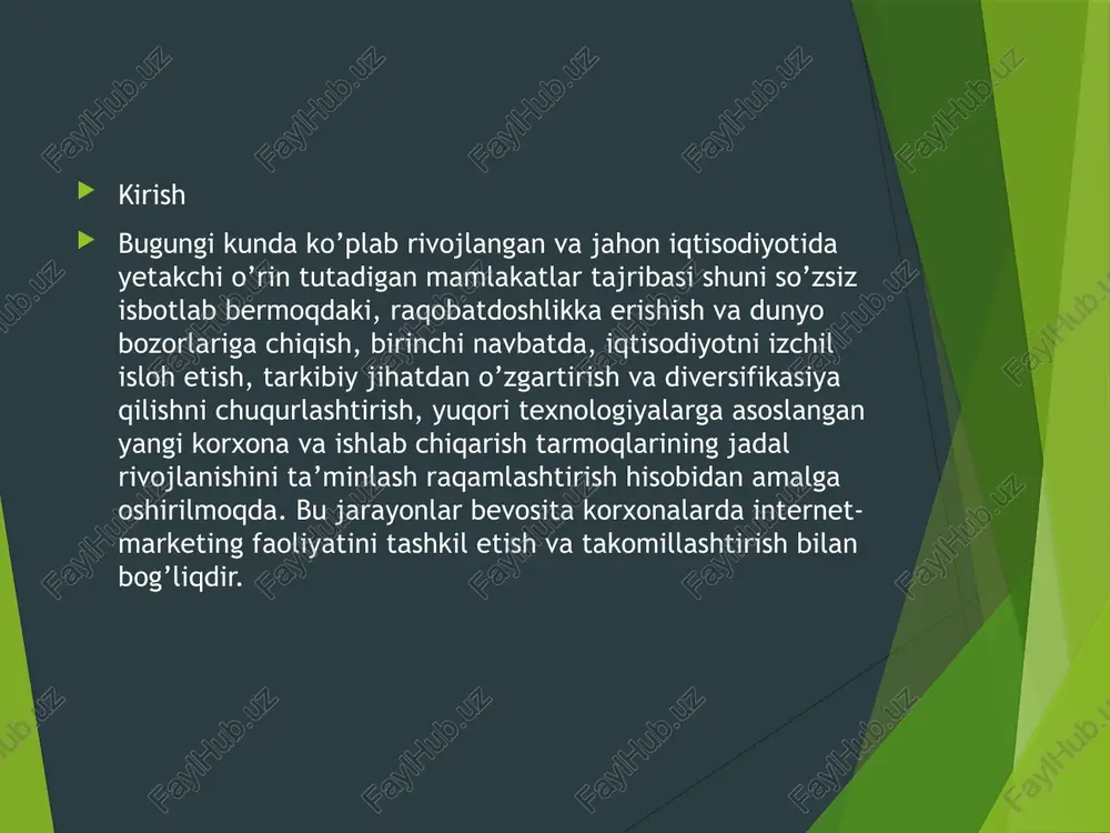marketing deb ham yuritiladi) bu mahsulot va xizmatlarni tadbiq qilish uchun internet va kompyuterlar, mobil telefonlar va internetga ulanadigan boshqa raqamli texnologiyalardan foydalanadigan marketing tarkibiy qismidir.[1][2] uning 1990 va 2000-yillardagi rivojlanishi brendlar va korxonalarning marketing uchun texnologiyadan foydalanish usullarini oʻzgartirib yubordi. raqamli platformalar marketing rejalari va kundalik hayotga tobora koʻproq kiritila boshlaganligi sababli[3] va odamlar jismoniy doʻkonlarga tashrif buyurish oʻrniga raqamli qurilmalardan tobora koʻproq foydalanishlari sababli,[4][5] qidiruv tizimini optimallashtirish (seo), qidiruv tizimi marketingi (sem), kontent marketing, influenzer marketing, kontentni avtomatlashtirish, kampaniya marketingi, maʼlumotlarga asoslangan marketing, elektron tijorat marketingi, ijtimoiy media marketingi (smm), toʻgʻridan-toʻgʻri email marketingi, displey reklama qilish, elektron kitoblar va optik disklar, oʻyinlar kabi kombinatsiyalaridan foydalanish odatiy holga aylandi. raqamli marketing televidenie, mobil telefonlar (sms va mms), qayta qoʻngʻiroqlar va ushlab turilgan mobil qoʻngʻiroq ohanglari kabi raqamli medialarni taqdim etuvchi internetdan tashqari kanallarni ham qamrab oladi.[6] internetdan tashqari kanallarni ham qamrab olish raqamli marketingni onlayn reklama qilish ilmidan ajratib …