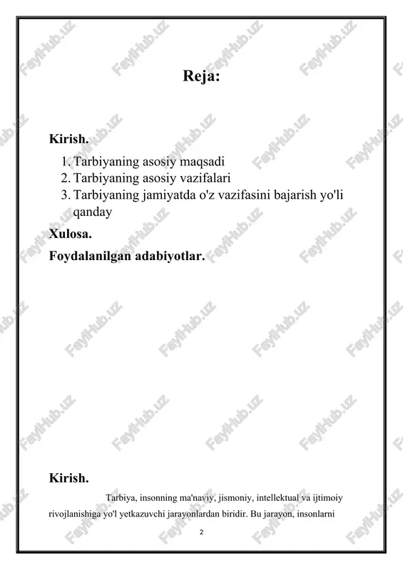 bilim va ko'nikmalarini o'rgatishga yo'l yetkazadi. tarbiyaning asosiy maqsadlariga quyidagi jihatlarni kirita olamiz: ma'naviy rivojlanish: tarbiya, insonning erkakona qadriyatlarini, huquq va majburiyatlarni tushunishini va hurmat qilishini ta'lim etadi. bu, insonning insonga qadr-qimmat bermoqchi bo'lgan erkakona xususiyatlarni rivojlantirishga yordam beradi. ma'naviy rivojlanish, insonning ruhoniyligini, ma'naviyatini va erkakona qadriyatlarini rivojlantirishga qaratilgan jarayondir. bu jarayon insonni boshqarish, muammolarni yechish, maqsadga yo'naltirish va jamiyat bilan o'zaro munosabatlarda o'z maqsad va vazifalariga erishishda ahamiyatga ega. ma'naviy rivojlanishning bir nechta ahamiyatli jihatlari mavjud: ma'naviy bilim va tarbiya: insonning ma'naviy rivojlanishi, uning yuqori maqsadlarini, qadriyatlarini va erkakona qobiliyatlarini tushunish va rivojlantirish bilan bog'liqdir. ma'naviy bilim va tarbiya, insonning o'z-o'zini tushunishiga, o'zini ma'naviy-rasmda o'rganishiga va qadriyatlarini o'rganishga yordam beradi. ma'naviy o'zlashtirish: bu, insonning o'z o'zini tushunishi va o'zini qabul qilishi jarayonidir. inson, o'z hayotining maqsad va qodiratini tushunib, o'zining ustuvor maqsadlarini aniqlab, ularga erishishga qaratilishi mumkin. bu jarayon o'z-o'zini yaxshi bilish, o'zini qabul qilish va o'ziga ishonch hosil …