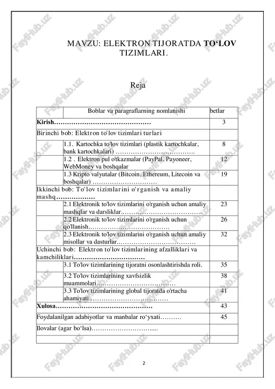 ishni amalga oshirish, marketing tadbirlarini o’tkazish imkoniyatini ta'minlaydi.elektron tijoratning an'anaviy savdo turlaridan farqi. elektron tijoratning an'anaviy savdo turidan quyidagi xarakterli xususiyatlari bilan farqlanadi:xaridor o’ziga qulay vaqt, joy va tezlikda mahsulotni tanlash va sotib olish imkoniyatiga ega;savdo-sotiq faoliyatini ish faoliyati bilan birga parallel ravishda, ya'ni ishlab chiqarishdan ajralmagan holda olib borish imkoniyati mavjud; ko’p sonli xaridorlarning bir vaqtning o’zida bir nechta firmalarga murojaat qila olishi. bu ko’p sonli xaridorlarning aloqa vositalari yordamida sotuvchilar bilan muloqotda bo’lish imkoniyati;kerakli mahsulotlarni tezlikda izlab topish va shu mahsulotlari bor firmalarga murojaat qilishda texnika va transport vositalaridan samarali foydalanish, mahsulotlarni bir joyga yig’ish va ularni sotib olishda aniq manzillarga murojaat qilish. ortiqcha vaqt va xarajatlarnikamaytiradi;xaridorning yashash joyi, sog’lig’i va moddiy ta'minlanish darajasidan qat'iy nazar hamma qatori teng huquqli mahsulot sotib olish imkoniyati;hozirgi kunda chiqqan jahon standartlariga javob beradigan mahsulotlarni tanlash va sotish imkoniyati;elektron tijorat sotuvchining mahsulotlarini (ish, xizmatlarini) sotish jarayonidagi imkoniyatini yanada kengaytiradi va yangilaydi. endi …