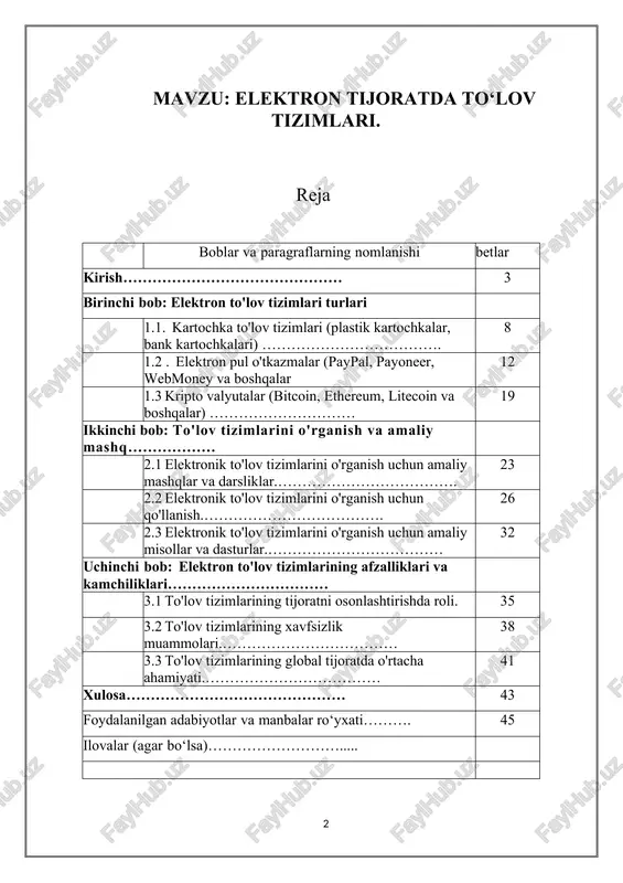 amalga oshirish, marketing tadbirlarini o’tkazish imkoniyatini ta'minlaydi.elektron tijoratning an'anaviy savdo turlaridan farqi. elektron tijoratning an'anaviy savdo turidan quyidagi xarakterli xususiyatlari bilan farqlanadi:xaridor o’ziga qulay vaqt, joy va tezlikda mahsulotni tanlash va sotib olish imkoniyatiga ega;savdo-sotiq faoliyatini ish faoliyati bilan birga parallel ravishda, ya'ni ishlab chiqarishdan ajralmagan holda olib borish imkoniyati mavjud; ko’p sonli xaridorlarning bir vaqtning o’zida bir nechta firmalarga murojaat qila olishi. bu ko’p sonli xaridorlarning aloqa vositalari yordamida sotuvchilar bilan muloqotda bo’lish imkoniyati;kerakli mahsulotlarni tezlikda izlab topish va shu mahsulotlari bor firmalarga murojaat qilishda texnika va transport vositalaridan samarali foydalanish, mahsulotlarni bir joyga yig’ish va ularni sotib olishda aniq manzillarga murojaat qilish. ortiqcha vaqt va xarajatlarnikamaytiradi;xaridorning yashash joyi, sog’lig’i va moddiy ta'minlanish darajasidan qat'iy nazar hamma qatori teng huquqli mahsulot sotib olish imkoniyati;hozirgi kunda chiqqan jahon standartlariga javob beradigan mahsulotlarni tanlash va sotish imkoniyati;elektron tijorat sotuvchining mahsulotlarini (ish, xizmatlarini) sotish jarayonidagi imkoniyatini yanada kengaytiradi va yangilaydi. endi sotuvchi …