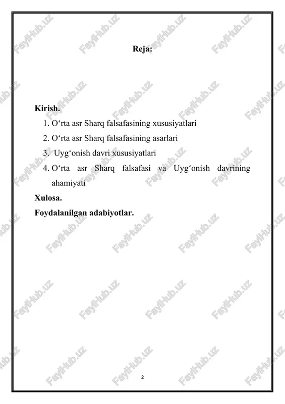 tasida qattiq ijtimoiy qatlamlar paydo bo‘ldi. ijtimoiy tengsizliklar va xususiy mulkchilik mavjud bo‘lib, odamlar o‘z hayotlarini boshqarish uchun ko‘p vaqt sarflashdi. · diniy ta'sir: xristianlik va islom dinlari o'z ta'sirini kuchaytirdi, ulardan biri ijtimoiy va siyosiy hayotda muhim rol o'ynadi. diniy institutlar, ayniqsa, cherkovlar va masjidlar, ilm-fan va madaniyatning rivojlanishida markaziy o‘rin egalladi. · ilm-fan va falsafa: oʻrta asrlarda ilmiy taraqqiyot sezilarli darajada cheklangan bo'lsa-da, sharq va g'arb falsafiy an'analari o'rtasida o'zaro ta'sir davom etdi. al-farobiy, ibn sina va al-g'azzoliy kabi mutafakkirlar, islom falsafasining o‘ziga xos jihatlarini ishlab chiqdilar. uygʻonish davri (xiv-xvii asrlar) uygʻonish davri — g'arbiy yevropada, ayniqsa, italiyada, xiv asrning o‘rtalaridan boshlangan madaniyat va ilm-fan taraqqiyotining yangi davridir. bu davrda insoniyat o‘ziga ishonchni qayta tikladi va yangi fikrlash tarzini shakllantirdi. uygʻonish davrining xususiyatlari: · humanizm: insonning qadr-qimmati va imkoniyatlariga e'tibor qaratildi. yozuvchi va san'atkorlar, insoniyatni markazga qo‘ygan asarlar yaratdilar. masalan, dante, petrarka, va botiçelli kabi shaxslar zamonining ijtimoiy …