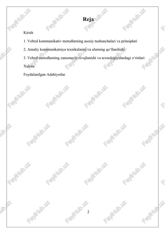 oqda. mavjud tadqiqotlar shuni ko‘rsatadiki, samarali muloqot uchun nafaqat nutq va tinglash qobiliyatlari, balki empatiya, savol berish va aniq ifoda qilish kabi ko‘nikmalarni rivojlantirish zarur. bu metodlarning asosiy maqsadi, insonlarning o‘z fikrlarini tushunarli va aniq ifoda etishiga yordam berish, boshqalarni to‘g‘ri tushunish va muomala qilish uchun optimal shart-sharoitlar yaratishdir. ayniqsa, zamonaviy texnologiyalar va virtual muhitda, vebral kommunikatsiyaning yangi texnikalari va strategiyalari ishlab chiqilmoqda, bu esa kommunikatsiya sohasida yangi imkoniyatlarni ochmoqda. ushbu tadqiqotda, vebral kommunikativ metodlarning asosiy tushunchalari va prinsiplari, amaliy texnikalar va ularning qo‘llanilishi, shuningdek, zamonaviy rivojlanishlar va texnologiyalardagi o‘rinlari o‘rganiladi. bu yondashuvlar, insonlarning o‘zaro munosabatlarini yaxshilash, kommunikatsiya muammolarini hal etish va shaxsiy hamda ijtimoiy hayotni rivojlantirish uchun muhim ahamiyatga ega. shuningdek, bu metodlarni keng qo‘llash, insonlarning fikr va his-tuyg‘ularini to‘g‘ri va samarali ifoda etishga imkon yaratadi, natijada, jamiyatda tushunish va hamjihatlik darajasini oshiradi. shu bilan birga, texnologiyalarning rivojlanishi bilan vebral kommunikatsiya metodlarining yangi yo‘nalishlari va imkoniyatlari ham kengayib bormoqda, …