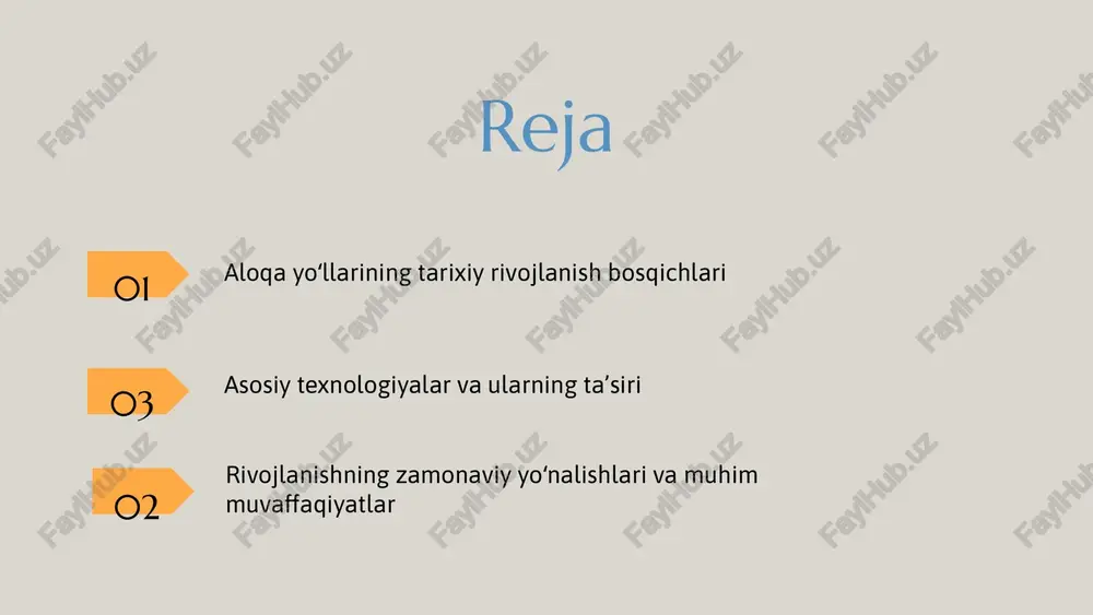 zatishni ta'minladi. aloqa yoʻllarining global ta'siri internet va mobil texnologiyalar dunyo bo‘ylab madaniyatlararo aloqalarni kengaytirdi, odamlar orasidagi muloqotni tezlashtirdi va madaniyatlar o‘rtasida tushunishni oshirdi. aloqa texnologiyalarining rivojlanishi iqtisodiy va siyosiy sohalarda ham muhim ta'sir ko‘rsatdi. masalan, xalqaro savdo va hamkorlik osonlashib, davlatlar o‘rtasida hamkorlik kuchaydi. global aloqa tarmoqlari madaniyatlararo muloqotni rivojlantirdi, fikrlar va an'analarning almashinuvi uchun imkon yaratdi, bu esa dunyo bo‘ylab tinchlik va hamjihatlikni mustahkamlashga yordam beradi. kelajakdagi aloqa yoʻllari 5g, sunʼiy intellekt, katta maʼlumotlar texnologiyalari bilan aloqa tezligi va sifatini oshirmoqda. yangi avlod kommunikatsiya tizimlari shaxsiylashtirilgan xizmatlar va avtomatizatsiyani kengaytiradi, bu esa hayotimizni yanada qulay qiladi. yangi texnologiyalar, jumladan kvant aloqa, xavfsizlik va iot, maʼlumotlarni himoyalash va tarmoq imkoniyatlarini kengaytirish uchun rivojlanmoqda. bu, shuningdek, raqamli innovatsiyalarni tezlashtiradi. kelajakda aloqa texnologiyalari iqtisodiy, ijtimoiy va ekologik sohalarda katta taʼsir ko‘rsatadi. masalan, masofaviy ish, onlayn taʼlim va atrof-muhit monitoringi keng yoyilmoqda. yangi texnologiyalar bilan bog‘liq etik va yuridik muammolar ham yuzaga …