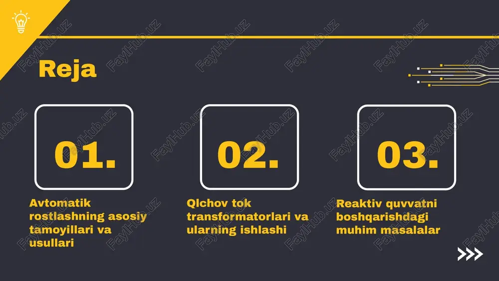 ularning asosiy vazifalari reaktiv quvvatni o'lchash va to'g'rilash, energiya sifatini oshirish va tizimning barqarorligini ta'minlashdir. o'zgaruvchan yuklar bilan ishlashda qlchov tok transformatorlari yuk ko'tarish qobiliyatini oshiradi va energiya tizimlarining samaradorligini yaxshilaydi. ularning samaradorligi energiya tejamkorligini oshirishga yordam beradi va energiya sarfini kamaytiradi. avtomatik tizimlarning afzalliklari • avtomatik rostlash tizimlari energiya tejamkorligini oshirishga yordam beradi. • samaradorlikni oshiradi, chunki ishlash jarayoni aniq va tezkor bo'ladi. • xatoliklarni kamaytirish orqali ish jarayonidagi ishonchlilikni ta'minlaydi. • qayta tiklanish imkoniyatlari bilan energiya tizimlarini tezda tiklash imkonini beradi. photo by charles devaux on unsplash innovatsiyalar yangi texnologiyalar energiya samaradorligi o'zgaruvchan sharoitlar reaktiv quvvatni avtomatik rostlashda innovatsiyalar energiya iste'molini optimallashtirish va tizim samaradorligini oshirish imkonini beradi. yangi texnologiyalar joriy etilganda dastlabki xarajatlar va o'rganish jarayoni ko'p vaqt va resurslarni talab qilishi mumkin. energiya samaradorligini oshirish orqali iqtisodiy foyda va barqaror rivojlanish imkoniyatlari paydo bo'ladi. o'zgaruvchan sharoitlar, masalan, iqtisodiy inqiroz yoki texnologik o'zgarishlar, reaktiv quvvatni boshqarish tizimlarining …