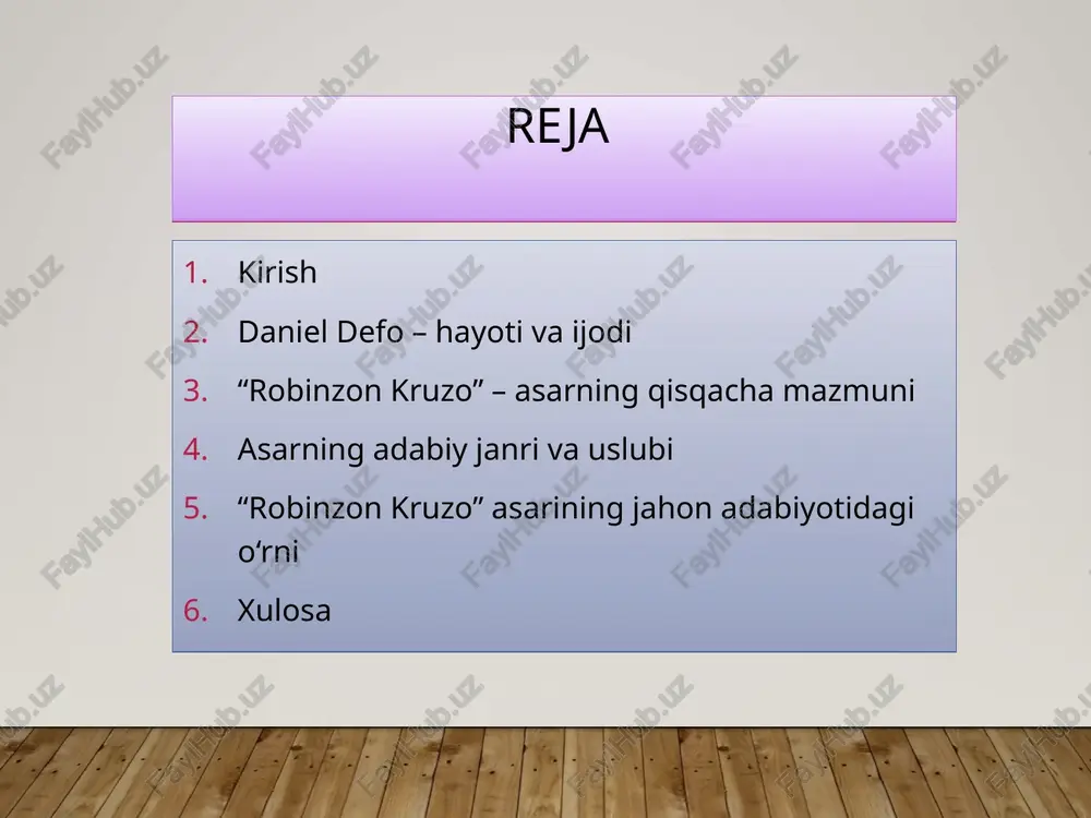 atsevar, u jasur, kuchli va qattiq. 6 romon hikoya haqiqiy sarguzashtlarga asoslangan edi. kitob 1719 yilda nashr etilganda, u darhol mashhur bo'ldi. 7 asarning asosiy g‘oyasi va mavzusi inson irodasi va tabiatga moslashuvchanligi – robinzon kruzo qattiq sinovlarga duch keladi, lekin irodasi va tirishqoqligi tufayli hayotga moslashadi. mustaqil hayot va bilimning kuchi – inson tabiat bilan yakka holda ham omon qolishi va mustaqil yashashi mumkinligini ko‘rsatadi. mehnat va sabr-toqatning ahamiyati – qahramon o‘z kuchi bilan orolda yashash uchun sharoit yaratadi, mehnat evaziga hayotini yaxshilaydi. jamiyat va yolg‘izlik muammosi – inson tabiatan ijtimoiy mavjudot ekani va yolg‘izlikdan aziyat chekishini aks ettiradi. sivilizatsiya va yovvoyilik o‘rtasidagi farqlar – robinzon kruzo va juma obrazlari orqali madaniyat va sivilizatsiya bilan yovvoyilikning o‘zaro ta’siri ko‘rsatiladi. robinzon kruzo yosh va hayajonli sargardon sifatida ota-onasiga qarshi chiqdi va dengizga ketdi. u dengizda bir qator shiddatli bo'ronlarda ishtirok etgan va kapitan uni dengizchi bo'lmasligi kerakligi haqida ogohlantirgan. kruzo …