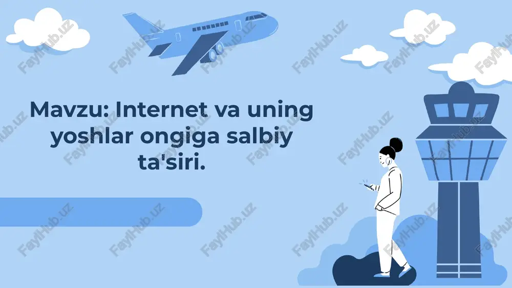 hiy holatiga salbiy ta'sir ko'rsatmoqda. yoshlar psixologiyasida internetning salbiy ta'sirlari internetning yoshlar psixologiyasiga ta'siri jiddiy masala hisoblanadi. ular ko'proq vaqtini onlayn o'tkazishlari natijasida izolyatsiyaga uchraydilar, bu esa ijtimoiy ko'nikmalarini pasaytiradi va ruhiy salomatlikka salbiy ta'sir qiladi. yoshlar orasida depressiya va tashvish kabi psixologik muammolar ko'paymoqda, bu esa o'z-o'zini baholash darajasini ham pasaytiradi. internet va izolyatsiya masalalari izolyatsiya yoshlar uchun muhim muammo hisoblanadi. internet orqali o'zaro aloqalarni kuchaytirish o'rniga, ko'pincha real hayotdagi aloqalarni susaytiradi, natijada yoshlar o'zlarini yolg'iz his qilishadi. bunday holatlar ijtimoiy qiyinchiliklarga olib kelishi va ularning ruhiy salomatligiga zarar yetkazishi mumkin. internet va ijtimoiy muammolar internetning yomon ta'siri yoshlar ongiga jiddiy ta'sir ko'rsatmoqda. kiberbullying, ya'ni onlayn tahdidlar va haqoratlar, yoshlarning psixologik holatiga salbiy ta'sir qiladi, bu esa o'z navbatida ularning o'ziga bo'lgan ishonchini pasaytiradi. shuningdek, ijtimoiy tarmoqlarda shaxsiy hayotni buzish, yoshlarni o'zlari haqida noto'g'ri ma'lumotlar tarqatishga olib keladi, bu esa ruhiy salomatliklariga salbiy ta'sir ko'rsatadi. tadqiqotlar shuni ko'rsatadiki, kiberbullyingga …
