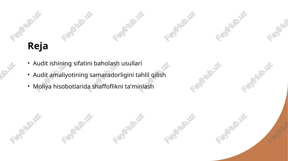 sobotlarining aniqligi va ishonchliligini ta'minlash maqsadida auditorlar tomonidan amal qilinadigan qoidalar va ko'rsatmalardir. sifatni baholashdagi roli audit standartlari, audit sifatini baholashda muhim rol o'ynaydi, chunki ular audit jarayonining samaradorligini oshiradi va xatoliklarni kamaytiradi. standartlar va shaffoflik audit standartlari shaffoflikni ta'minlashga yordam beradi, chunki ular moliya hisobotlarining aniq va tushunarli bo'lishini kafolatlaydi, bu esa ishonchni oshiradi. xalqaro standartlar xalqaro audit standartlari, masalan, iaasb tomonidan belgilangan qoidalar, global miqyosda audit sifatini oshirish va bir xil talablarni ta'minlashga xizmat qiladi. audit ishining sifatini baholashda ichki va tashqi nazoratning o'rni. ichki va tashqi nazorat audit ishining sifatini baholashda muhim rol o'ynaydi. ichki nazorat tashkilot ichidagi jarayonlarni nazorat qilishga yordam beradi, tashqi nazorat esa mustaqil baho beradi. bu jarayonlar auditorlik standartlariga muvofiq ravishda amalga oshirilishi zarur. photo by nima van ghavim on unsplash audit sifatini baholash jarayonida yuzaga keladigan muammolar va yechimlar. 01 audit jarayonidagi xatolar audit jarayonida xatolar, masalan, noaniq mezonlar yoki noto'g'ri ma'lumotlardan …
