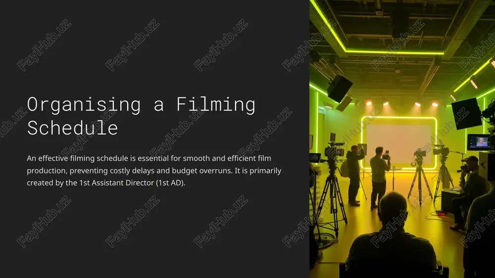 start simple ease into production with smaller, manageable scenes. strategic grouping combine related scenes to minimise location moves. major scenes last tackle complex scenes once the team is in rhythm. 7 step 4: account for setup, reset, and breaks setup & reset allocate time for set dressing, lighting adjustments, and equipment preparation between scenes. meal breaks schedule essential meal breaks and designated wrap-up times to ensure crew well-being and compliance. contingency integrate buffer periods to accommodate unforeseen delays, such as weather changes or technical issues. 8 best practices for effective scheduling collaborate: work closely with the director, producer, and department heads for comprehensive input. digitise: utilise digital stripboards and scheduling software for dynamic adjustments and real-time updates. plan for contingencies: develop multiple backup plans (plan b, c, etc.) for unexpected challenges like adverse weather or cast unavailability. 9 tools and software for scheduling studiobinder offers script import, drag-and-drop stripboard functionality, …