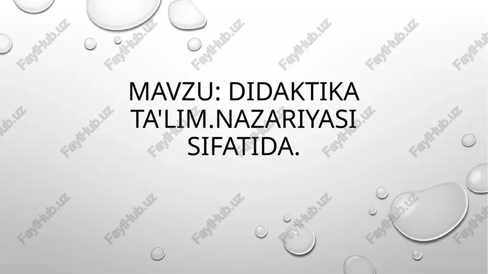 'quvchilarni muhokama va guruh ishlari orqali jalb etadi, bu esa ularning tushunishini chuqurlashtiradi va motivatsiyasini oshiradi. 3 muammoni hal qilish muammoni hal qilish usullari, o'quvchilarga real hayotdagi muammolarni yechish imkonini beradi, bu esa ularning tanqidiy fikrlash qobiliyatini rivojlantiradi. o'qitish strategiyalarida didaktikaning roli va ahamiyati. didaktik asoslar o'qitish usullari kulturaviy moslashuv didaktik asoslar, ta'lim strategiyalarining samaradorligini oshirish uchun muhimdir. ular o'qitish jarayonida o'quvchilarning ehtiyojlarini inobatga oladi. o'qitish usullari didaktikaning nazariy asoslari orqali shakllanadi. bu usullar o'quvchilarning faol ishtirokini ta'minlaydi va ularni yanada motivatsiya qiladi. didaktika, o'quvchilarning madaniy kontekstini e'tiborga olgan holda, ta'lim strategiyalarini moslashtirishga yordam beradi. bu, ta'lim jarayonining samaradorligini oshiradi. ta'lim nazariyasining rivojlanishi: tarixiy va zamonaviy yondashuvlar. ta'lim nazariyasining tarixi ta'lim nazariyasi tarixiy rivojlanishi qadim zamonlardan boshlanib, arifmetika va mantiqdan tortib, zamonaviy pedagogikaga qadar uzluksiz davom etgan. zamonaviy yondashuvlar bugungi kunda ta'lim nazariyasida zamonaviy yondashuvlar, masalan, konstruktivizm va aktiv o'qitish usullari keng qo'llanilmoqda, talabalarning faol ishtirokini ta'minlaydi. tarixiy yondashuvlar tarixiy …
