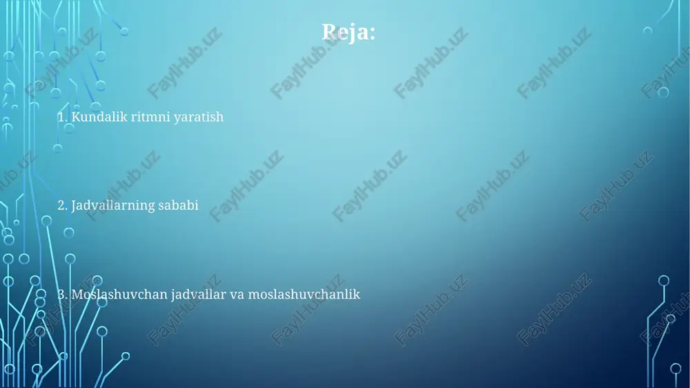 yoki uyda kutulishlarni boshqarish uchun ishlatiladi. doimiy tartiblar injiqliklarni kamaytiradi. yosh bolalar uchun uyqu jadvali 1-3 yoshli bolalar 11-14 soat uxlashi kerak; los-anjelesdagi muntazam jadval soat 19:30 da yotish va soat 7:30 da turishni o'z ichiga olishi mumkin, bu rivojlanish bosqichlari va ota-onalarning ish jadvallarini hisobga oladi. erta yotish tungi uyg'onishni kamaytiradi. 4 yoshli bolalar uchun optimal uyqu 10-12 soat; masalan, nyu-york shahrida soat 19:00 da yotish tartibi soat 7:00 da turishga yordam beradi, bu nyu-york shahar maktablari kabi tumanlardagi maktabga tayyorgarlik uchun muhimdir. muntazam tartib-qoidalar uyqu buzilishlarini kamaytiradi. go'daklar (0-12 oy) kuniga 12-16 soat uxlashlari kerak; masalan, londonda 3-4 marta uyquga ketishni o'z ichiga olgan jadval mahalliy vaqt zonalari va yozgi vaqtga qarab sozlanishi kerak. ko'krak suti bilan boqish jadvali uyqu rejimiga sezilarli ta'sir ko'rsatadi. ortiqcha rejalashtirish belgiları denver, koloradodagi 3-5 yoshli bolalarning haddan tashqari band jadvali asabiylik tutilishlariga, uyqu buzilishlariga (masalan, 8 soat kerak, faqat 6 soat uxlaydi) …