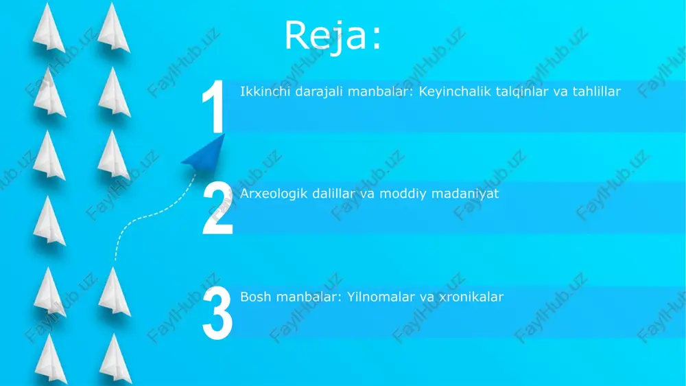 iy sharoitini tushunish uchun muhim intellektual asos yaratadi adabiy va badiiy tasvirlar start yevropa manbalarida (masalan, klavijoning temurga elchiligida, 1404), kamroq bo'lsada, ziddiyatli fikrlar, g'arb san'atida aks etgan; qo'shin soni, bosib olingan hududlar bo'yicha raqamli ma'lumotlar; temurning shaxsiyati haqidagi turlicha talqinlar. temur qiyofasi sharafiddin ali yazdiy (xv asr) kabi fors salnomalarida qudratli, ammo shafqatsiz futish sifatida tasvirlangan bo'lib, u eron, markaziy osiyo (samarqand, buxoro) va yaqin sharq (bag'dod, damashq)ni zabt etgan va shu bilan badiiy asarlarga ta'sir ko'rsatgan temuriylar saroyi tarixshunosligi e'tiboringiz uchun rahmat @taqdimot_robot image5.jpg image6.jpg image7.jpg image8.jpg image9.jpg image10.jpg image11.jpg image1.jpeg image2.jpeg image3.jpeg image4.jpeg