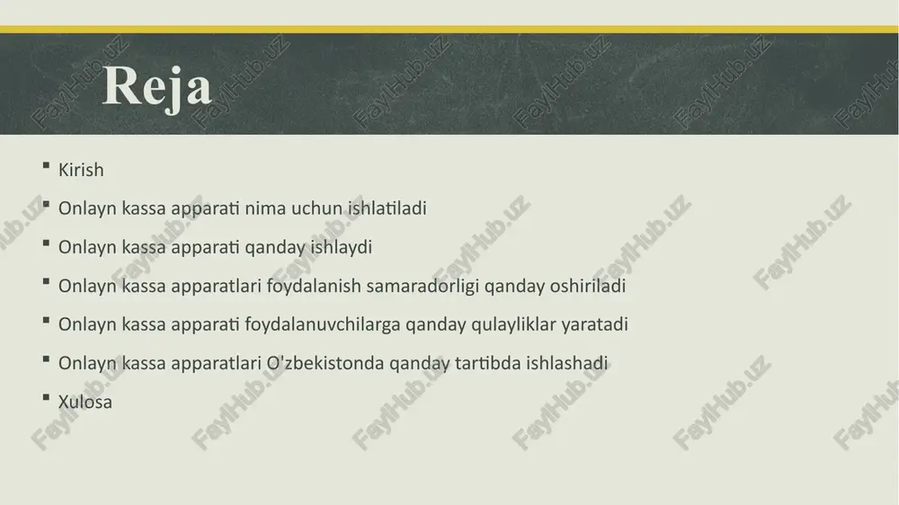 nsparensiyasini oshirish, va xaridorlar bilan muomala tizimini rivojlantirish maqsadida ishlab chiqilgan." samaradorligi muhimdir, chunki onlayn kassa apparatlari, savdo jarayonini optimallashtirish, xizmat ko'rsatishni tezlashtirish va tijoratni modernizatsiya qilishda katta yordam beradi. o'zbekistonda onlayn kassa apparatlari, tijorat islohotlarini muhofaza qilish, to'lov jarayonlarini yangilash va moliyaviy transaksiyalarni isloh qilishga qaratilgan strategiyalarni amalga oshirishda muhim vosita sifatida foydalanilmoqda." onlayn kassa apparati nima uchun ishlatiladi to'lov qabul qilish: onlayn kassa apparati xaridorlardan naqd pul olish, karta orqali to'lov qabul qilish, hamda boshqa to'lov usullarini integratsiya qilish orqali to'lov jarayonini avtomatlashtiradi. chegaralarni nazorat qilish: onlayn kassa apparati, savdo jarayonida chegaralarni nazorat qilish, mahsulotlar yoki xizmatlar uchun belgilangan miqdorda va narxlarda chegirmalar kiritishga imkon beradi. ma'lumotlarni saqlash va hisob-kitob: xaridorlardan olingan ma'lumotlarni saqlash, harajatlarni hisoblash, hisob-kitobni olib borish, xaridorlarga xizmat ko'rsatish va chek olish amaliyotlarini boshqarish. elektron xizmat ko'rsatish: onlayn kassa apparati, xaridorlarga elektron cheklar, fakturalar va boshqa ma'lumotlarni taqdim etish, shuningdek xaridorlarga elektron to'lov variantlarini taklif …