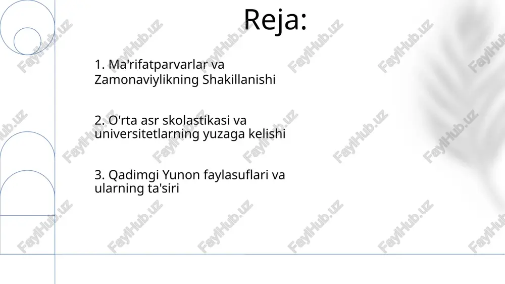 iyadagi klyuni monastirlari kabi joylardagi monastirlar ilm markazlari bo'lib, klassik matnlarni saqlab qolish va intellektual faoliyatni rivojlantirishga xizmat qilgan o'rta asr falsafasi (mil. 5-15-asrlar), rim imperiyasida xristianlikning kuchayishi bilan shakllangan bo'lib, yunon-rim falsafiy an'analari (aristotel, platon)ni xristian ilohiyoti bilan uyg'unlashtirdi o'rta asr falsafasi tarixi klassik yondashuvlardan o'zgarishni ko'rsatadi. erta o'rta asr tafakkuri (5-11 asrlar) muqaddas kitobni talqin qilish va xristian ta'limoti rivojiga qaratilgan patristik falsafasi bilan ajralib turdi 3. o'rta asr falsafasi: xristianlikning yuksalishi aristotelning siyosiy falsafasi, turli shahar-davlat konstitutsiyalarini (sparta, afina) tahlil qilib va ideal davlat tuzilmasini taklif qilib, bugungi siyosiy nazariya munozaralarida (demokratiya, adolat, fuqarolik) yuqori ahamiyatga ega aristotel (mil. av. 384-322), qadimgi yunon falsafasining muhim shaxsi, mantiq (organon, sillogizmlar), axloq (nikomax axloqi, fazilat axloqi, oltin o'rta), va siyosat (siyosat, afina, konstitutsiyalar, ideal davlat)ga katta ta'sir ko'rsatgan uning mantiqiy risolalari (prior analitika, posterior analitika) deduktiv fikrlashni rasmiylashtirib, yevropadan yaqin sharqgacha va undan ham uzoqroqdagi ko'plab madaniyatlardagi ilmiy metod …