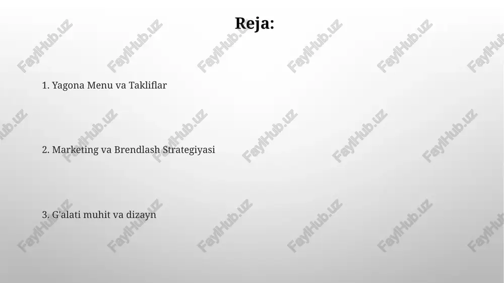 va barqarorlik barqarorlik tashabbuslari: mahalliy mahsulotlar (transport emissiyalarini 20% kamaytirish), kompostlanuvchi o'ram (chiqindixonalardagi chiqindilarni 30% kamaytirish), energiya tejaydigan jihozlar (elektr energiyasi sarfini 15% kamaytirish). suv tejovchi chora-tadbirlar (kam suv sarflaydigan musluk va tualetlar). karbon izini kamaytirish maqsadi: 3-yilga kelib 25% kutilayotgan daromad: 1-yil $150,000, 2-yil $200,000, 3-yil $250,000 (ostindagi joylashuv); xarajatlar: ijara ($3000/oy), ish haqi (2 to'liq ish kuni, soatiga $15), materiallar (sumatradan kofe donalari, mahalliy nonvoyxonadan shirinliklar), marketing (ijtimoiy tarmoqlar, mahalliy sherikliklar). 3-yilga kelib 15% sof foyda ko'rsatkichi. atmosfera va dizayn ish va boshqaruv g'alati kafe usp: 50-yillar retro dizayni, haftasiga 2 kecha jonli musiqa (75 qo'shimcha mijoz), interaktiv san'at asarlari (fotosurat imkoniyatlari), ijobiy onlayn sharhlar (yelpda 4.8 yulduz, 150 sharh). xodimlarni o'qitish (gigiyena, mijozlarga xizmat ko'rsatish), menyu narxini hisoblash (espresso 2$, latte 3 g'alati kontseptsiya va mavzu oksford, angliyada joylashgan, "alice mo''jizalar mamlakatida" mavzusidagi kafe. g'alati mebellar, ulkan choynaklar va gapiradigan quyon ofitsiantlar. "ichgin" kokteyllar, g'ayrioddiy ta'mli (lavanda …