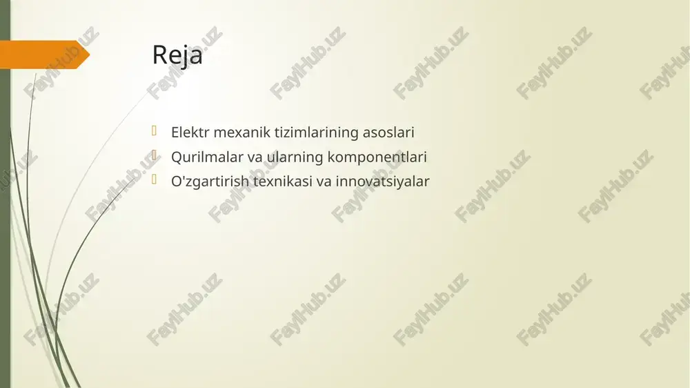 siya jarayonlari. 1 energiya konversiyasi elektr mexanik tizimlarda energiya konversiyasi jarayonlari mexanik energiyani elektr energiyasiga yoki aksincha o'zgartirishni anglatadi, bu tizimlarning samaradorligini oshiradi. 2 o'zgarish jarayonlari o'zgarish jarayonlari, shuningdek, energiya manbalaridan foydalanishning muhim bosqichlarini o'z ichiga oladi, bu energiya transformatsiyasi jarayonlarini yanada optimallashtiradi. 3 amaliy misollar masalan, elektr motorlari va generatorlar energiya konversiyasi jarayonlarida keng qo'llaniladi, ular energiyani samarali ravishda transformatsiya qilib, yuqori unumdorlikni ta'minlaydi. elektr mexanik tizimlarida foydalaniladigan materiallar va ularning xususiyatlari. elektr mexanik tizimlarida foydalaniladigan materiallar, asosan, metall, plastmassa va keramika kabi uchta asosiy guruhga bo'linadi. ushbu materiallarning xususiyatlari, masalan, kuchlanish, qattiqlik va haroratga chidamlilik, tizimning samaradorligini va uzoq muddatli ishlashini ta'minlaydi. - metall materiallar: yuqori kuchlanish va qattiqlik. - plastmassa: yengil va korroziyaga chidamli. - keramika: yaxshi izolyator va yuqori haroratga chidamli. elektr mexanik tizimlarining rivojlanishi va zamonaviy tendensiyalari. elektr mexanik tizimlarining tarixi elektr mexanik tizimlarining rivojlanishi 19-asrning oxirida boshlangan bo‘lib, u dastlab oddiy mexanik qurilmalar bilan …