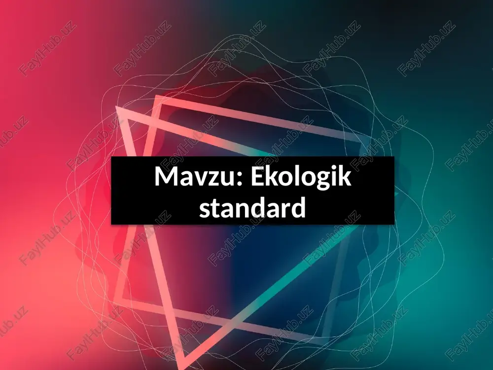 ng aloqalari va turmush tarzini o'rganadi. bizning tashkilot ekomark © tabiatning inson iste'molini va yuqorida tavsiflangan jiddiy ekologik muammolarning oldini olish uchun mas'uliyat hissi bilan ishlaydi. tashkilotimiz tomonidan ishlab chiqilgan va butunlay original standartdir ekomark © standart ushbu maqsad uchun mo'ljallangan. kompaniyamiz tabiat va inson salomatligini muhofaza qilishga alohida e'tibor qaratmoqda. ushbu mas'uliyatni hisobga olgan holda ekomark © kirish foydalanish uchun ruxsat ayni shu harakatlarning natijasidir. ushbu standart davlat ekologik sertifikatlashtirish tizimi (keyinchalik — tizim) ishini tashkillashtirishning tuzilmasi, vazifalari va asosiy prinsiplarini belgilaydi. ushbu standart mahsulotni ishlab chiqaruvchisi, yetkazib beruvchisi, sotuvchi va iste’molchilari bo‘lgan, mulkchilik shakli va idoraviy mansubligidan qat’iy nazar, davlat ekologik sertifikatlashtirish idoralari, ekoanalitik sinov bo‘linmalari, yuridik va jismoniy shaxslar tomonidan majburiy foydalanish uchun mo‘ljallangan. me’yoriy hujjatlarga havolalar atamalar va ta’riflar umumiy qoidalar ekologik talablar bo‘yicha sertifikatlashtirish, mahsulot va xizmatlarni sertifikatlashtirish sohasining atrof-muhit muhofazasi va o‘zbekiston tabiiy boyliklaridan oqilona foydalanish qismi amaldagi huquqiy mexanizmning ajralmas qismi hisoblanadi. tizimning …