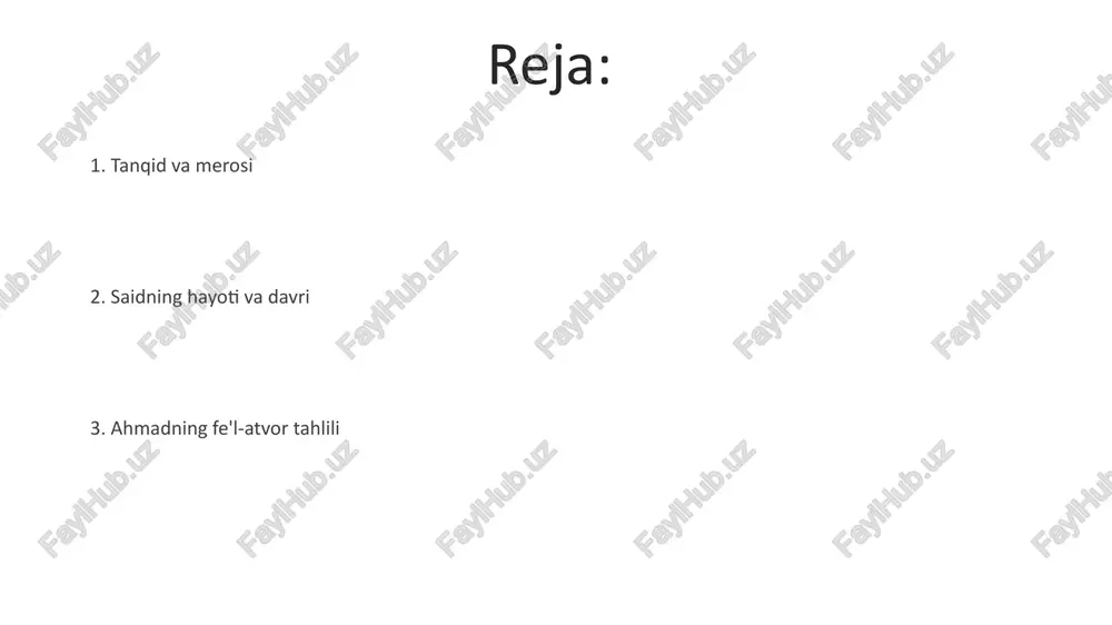 tual fikrga shunday chuqur kirib ketganki, ekzistensializm, postkolonial nazariya uning keyingi intellektual yo'nalishiga ta'sir ko'rsatgan; kembrijdagi intellektual doiralardagi nufuzli shaxslar bilan do'stlik qilgan. gʻarb modernizmi taʼsiri seziladigan ilk asarlari, keyinchalik arab identifikatsiyasi bilan koʻproq shugʻullandi; mustamlakachilikdan keyingi misrning siyosiy tartibsizliklari, falastin mojarosi uning tanqidiy qarashlariga turtki boʻldi; keyingi asarlarida (1960-70-yillar) islom falsafasi va sufizm bilan chuqur shugʻullanishi yaqqol koʻrinadi. tanqid va merosi "ahmad"ning adabiyot kanonlari va antologiyalarida doimiy mavjudligi uning arab adabiyotiga va falastin voqealari haqidagi jahon muhokamalariga sezilarli ta'sirini tasdiqlaydi. ingliz va fransuz tillariga tarjima qilinishi uning mavzulari bilan kengroq tanishishga yordam berdi. saidning 1969-yildagi "ahmad" asari turli xil baholarga sazovor bo'ldi; ba'zilari uning stilistik yangiligini va murakkab tarixiy kontekst (masalan, 1948-yilgi falastin urushi) doirasida falastinlik kimligini o'rganishini yuqori baholadi, boshqalari esa uning noaniqligi va parchalanib ketgan syujetini tanqid qildi asosiy asarlar va tahlil romanning parchalanib ketgan va chiziqli bo'lmagan syujeti, ahmadning qishloq falastindan bayrut va qohiraning ko'p millatli …