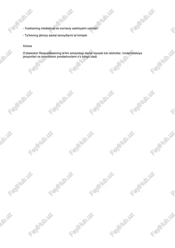 o‘zbekiston respublikasining ta’lim sohasidagi davlat siyosati referat - Page 2