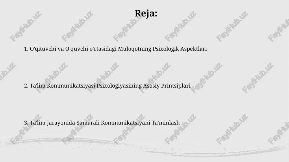 igi, 7 yoshdan 12 yoshgacha bo'lgan bolalarda samarqand viloyati maktablarida o'tkazilgan tadqiqotlarga ko'ra, vizual materiallardan foydalanish bilan 30% ga oshgan. motivatsiya va ta’lim motivatsiya darajasini oshirish bo'yicha samarqanddagi eksperimental dastur natijalari shuni ko'rsatdiki, o'quv jarayoniga o'yin elementlarini qo'shish 30% ga o'quvchilarning qiziqishini oshirgan. 2000-yillarning boshlarida o'tkazilgan tadqiqotlar shuni ko'rsatdiki, o'zbekiston maktablarida o'quvchilarning 75% motivatsiyasi asosan tashqi mukofotlarga (baholar, sovrinlar) bog'liq bo'lib, ichki motivatsiya darajasi ancha past edi. ta’limda feedback va baholash samarqanddagi maktablarda o’tkazilgan 500 nafar o’quvchi bilan o’tkazilgan tadqiqotlar shuni ko’rsatdiki, baholashning shaxsiylashtirilgan usullari akademik natijalarga ijobiy ta’sir ko’rsatadi. ta’lim jarayonida o’quvchilarga beriladigan darhol (2-3 minut ichida) feedbacklar, aqsh tadqiqotlariga ko’ra, o’zlashtirishni 20% ga oshiradi. ta’lim kommunikatsiyasi psixologiyasiga kirish andijon viloyatida o‘tkazilgan tajriba natijalari shuni ko‘rsatdiki, ijodiy yondashuvlarni qo‘llagan o‘qituvchilarning 60% i o‘quvchilarning motivatsiyasini 15% ga oshirishga muvaffaq bo‘ldi. ta’lim kommunikatsiyasi psixologiyasi, o‘quvchilarning 70% ga yaqini ma’lumotni vizual vositalar orqali yaxshiroq o‘zlashtirishlarini hisobga olgan holda, samarqanddagi pedagogika universiteti tadqiqotlarida …