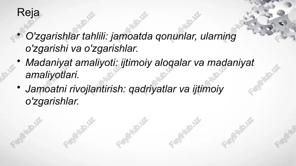 kunda, qonunlar jamiyatning rivojlanishida katta ro'l o'ynaydi. o'zgarishning boshlang'ichida qonunlar jamiyatning o'ziga xos yondashuvlariga aylanadi. qonunlar va ular trafidan o'zgarilishlar: tahlil va ta'sir qonunlar va ular trafidan o'zgarilishlar hayotimizning asosiy qismi bo'lib, ijtimoiy rivoj va o'zgarishlarga ko'mak qiladi. bu o'zgarishlar jamoatimizning o'zaro munosabatlari, ma'naviyat, va moddiy xususiyatlari ustida ta'sir qiladi. photo by patrick perkins on unsplash normativ qonunlar va ular o'zgarishlar: so'zlashuv va o'zgarish 1 normativ qonunlar - o'zgaruvchilarning qonuniy huquqiy ta'siri va ijtimoiy sohada o'zgarishlar bilan bog'liq muhimliklar o'zgarishlarni tahlil qilishga yordam beradi. 2 so'zlashuv - normativ qonunlarning o'zgarishlariga qanday yondashish kerakligi va ularning ijtimoiy sohada o'zgaruvchilarga qanday tesir qilishi haqida tafsilotlar. 3 o'zgarish - normativ qonunlardagi o'zgarishlar ijtimoiy rivojlanishning yuzaga kelishi, inson huquqlarini muhofaza qilish, va huquqiy muhitni mustahkamlashda qanday o'zgarishlar keltiradi. ijtimoiy aloqalar va ularning o'zgarishi. aloqa turlari o'zgarishlar tashqi ta'sir ijtimoiy aloqalar shaxsiy, oilaviy, va jamiyat aloqalari bo'yicha bo'linadi. shaxsiy aloqalar odamlar o'rtasidagi o'tishishlar, oilaviy aloqalar …